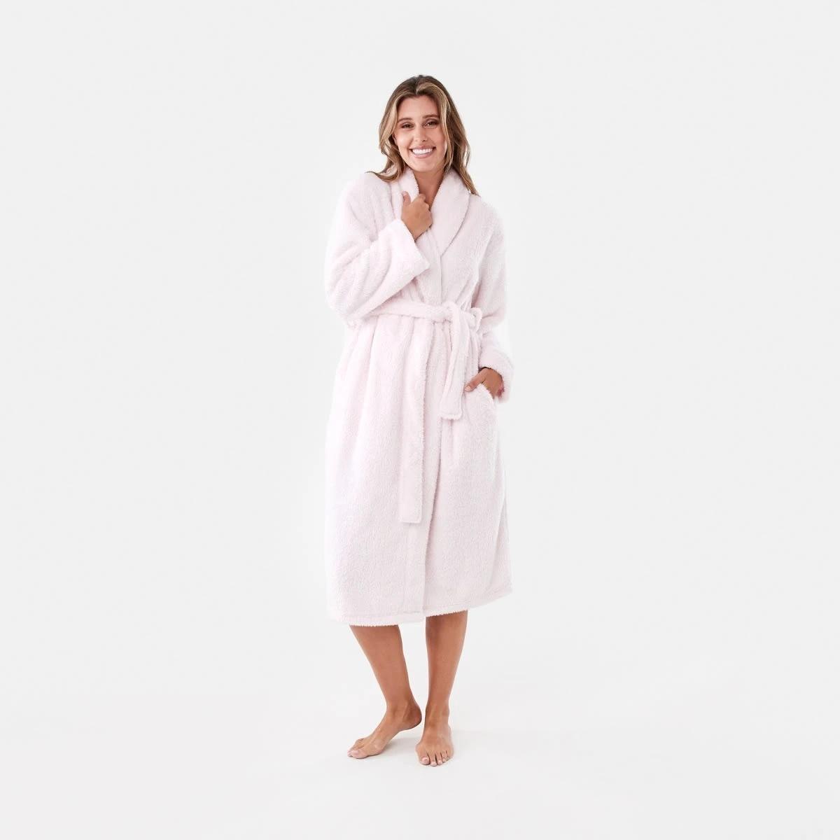 1 Plush Coral Fleece Gown Pink Mix, 1 of 7