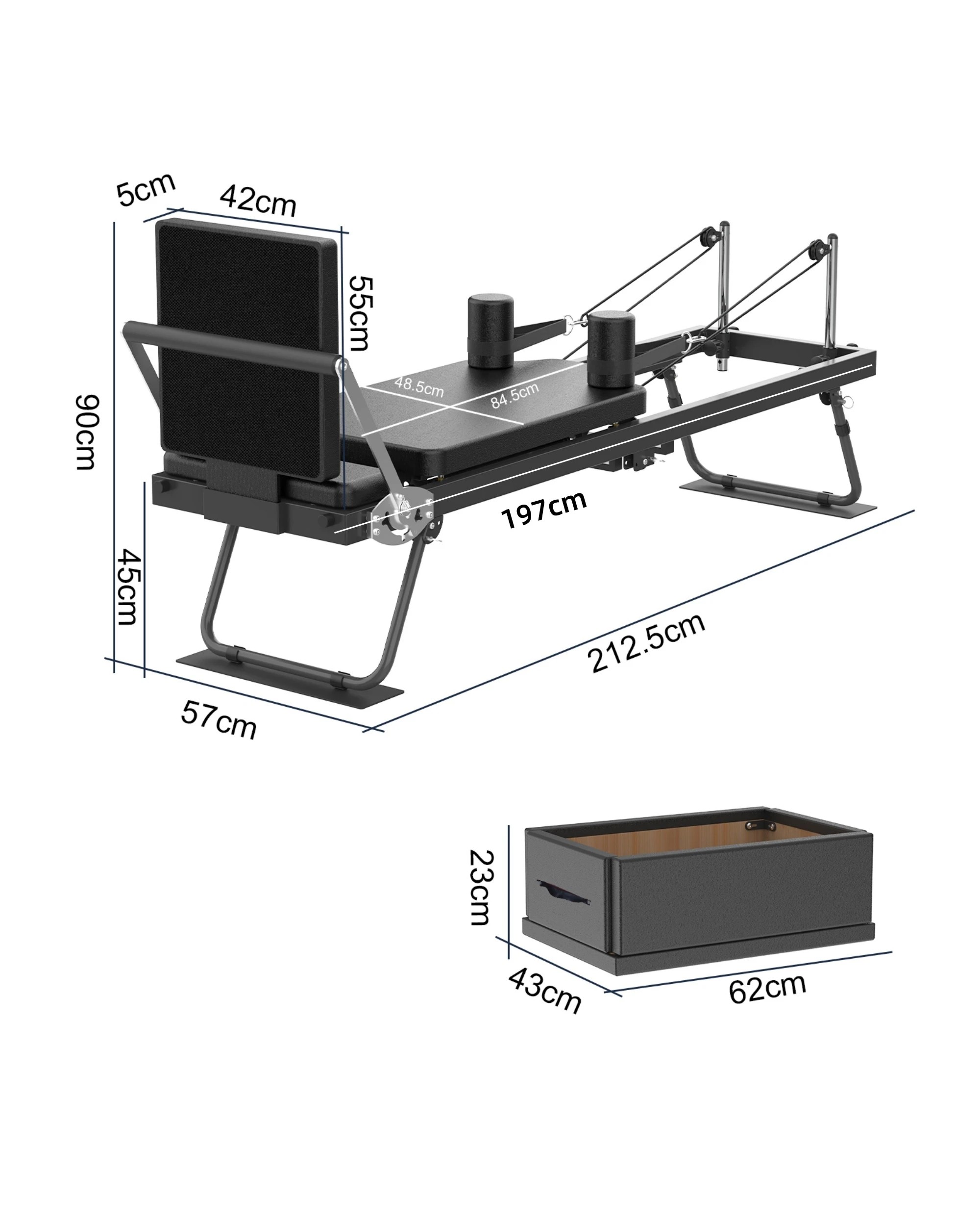 7 Advwin Foldable Pilates Exercise Machine with Jump Board & Reformer Box for Home, 120kg Capacity Black, 7 of 7