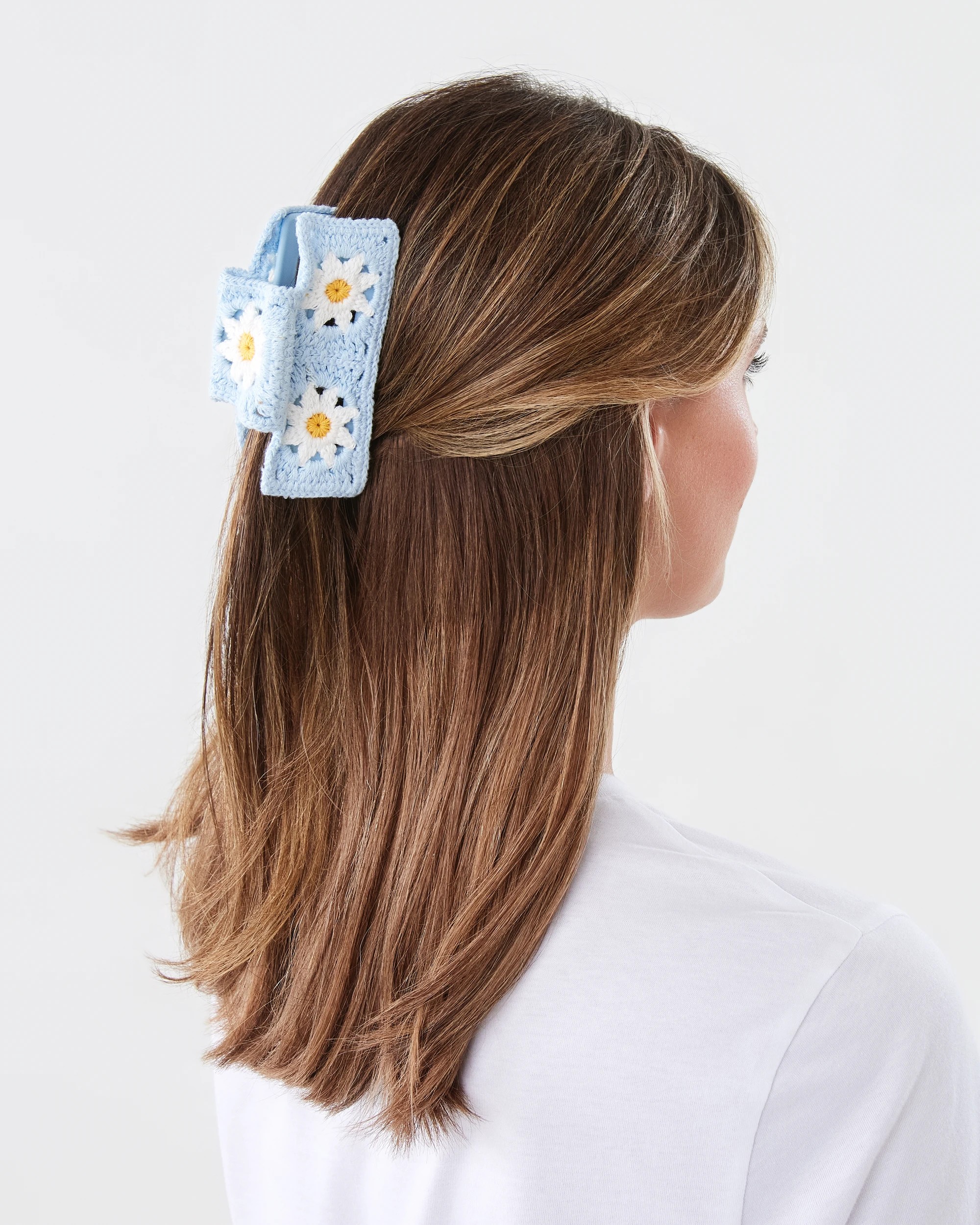 3 Blue Flower Crochet Claw Hair Clip, 3 of 4