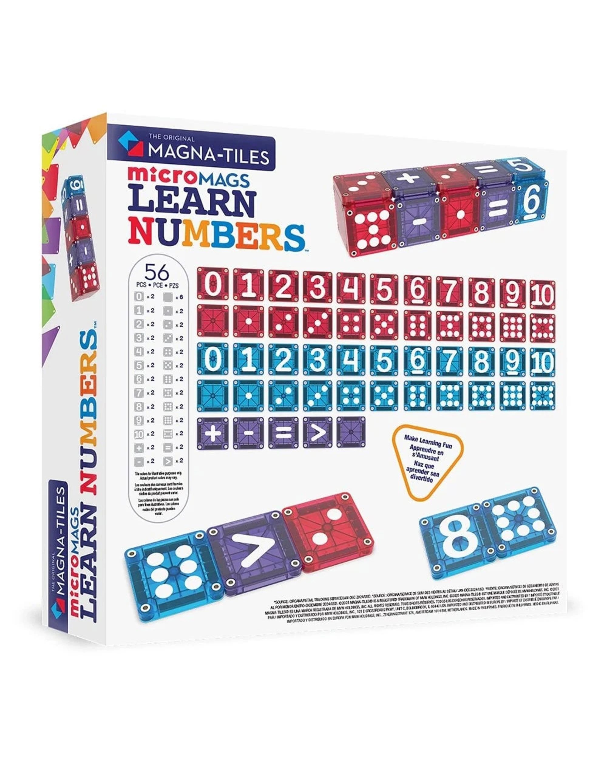 3 MAGNA-TILES MicroMAGS Learn Numbers 56 Piece Magnetic Construction Set, 3 of 3