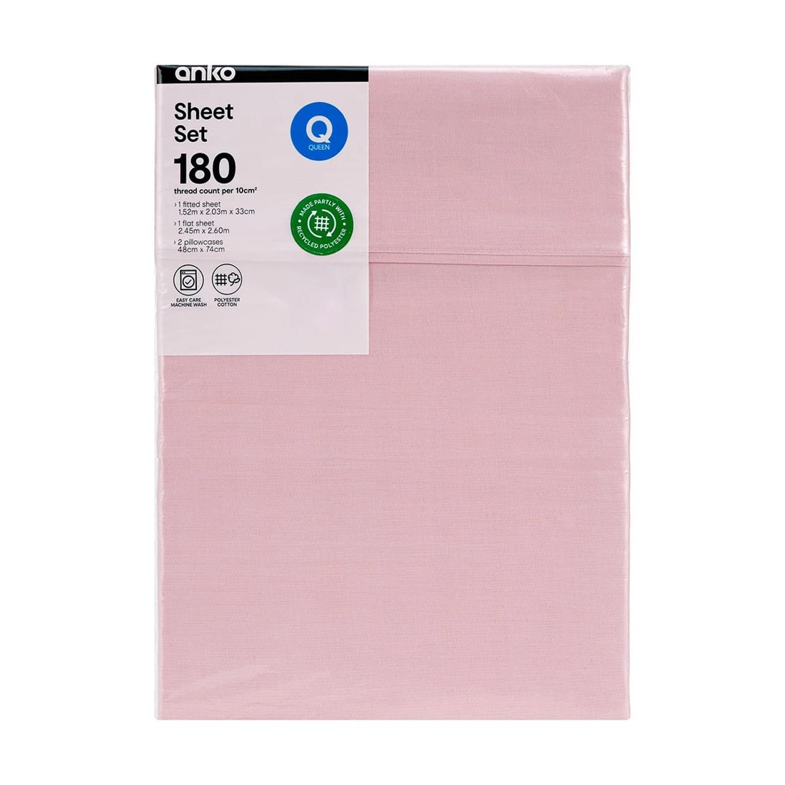 7 180 Thread Count Sheet Set - Queen Bed, Pink, 7 of 7