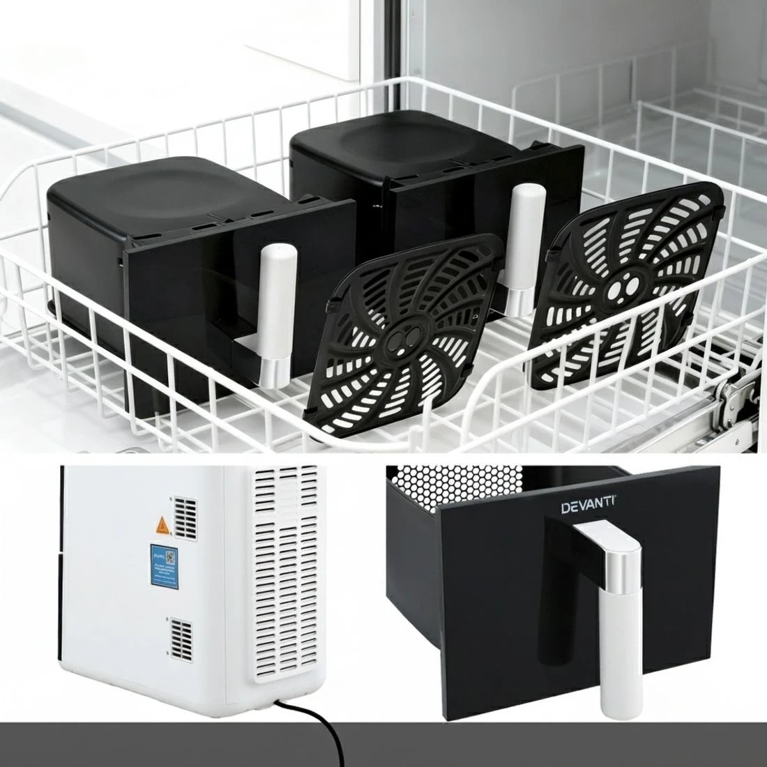 8 Devanti Air Fryer Oven 11L Dual Zone Fryers - White, 8 of 8