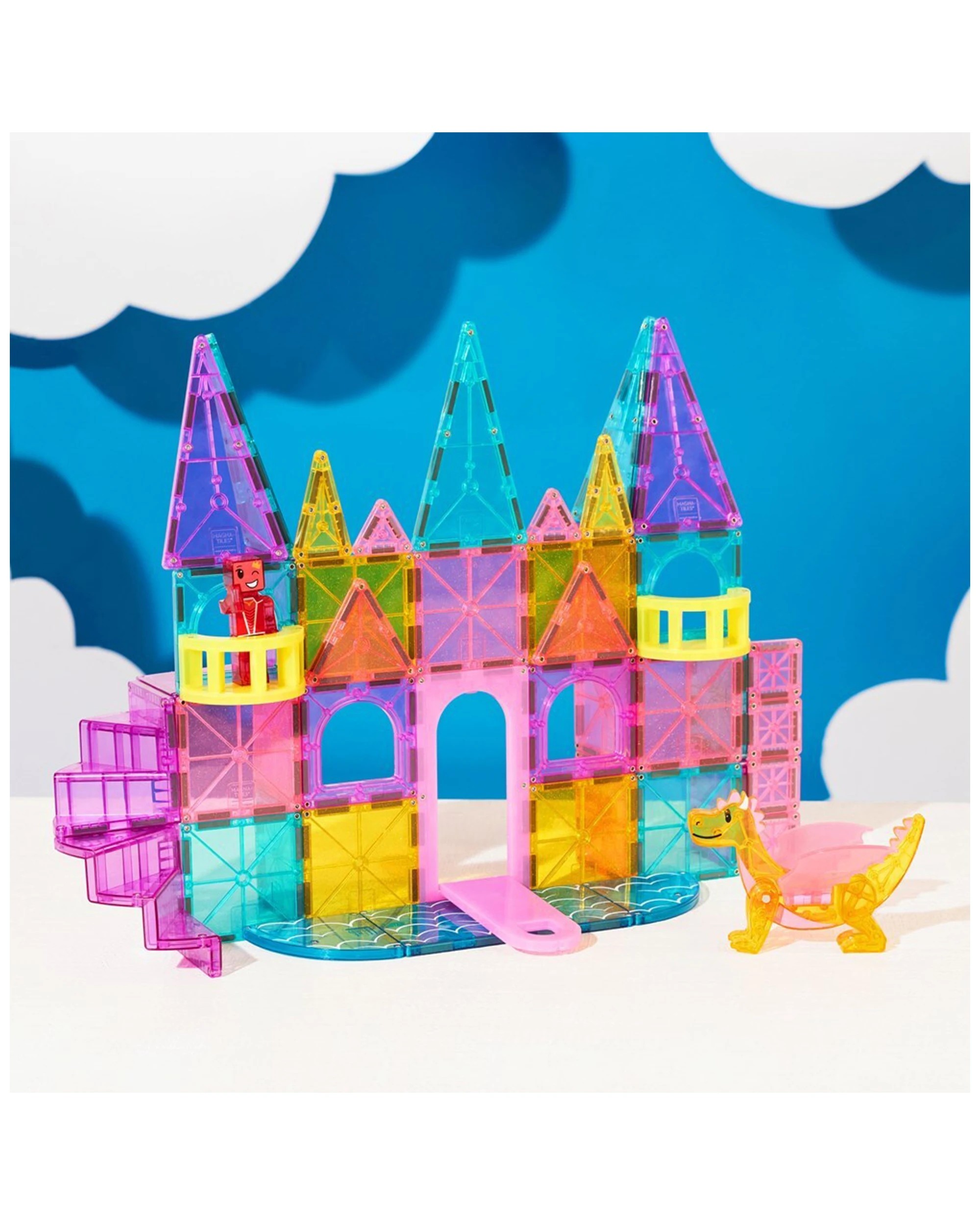 1 Magna-tiles 48pc Castle Dlx Set With Micromags Kids Building Toy 3 Plus - Multi, 1 of 2