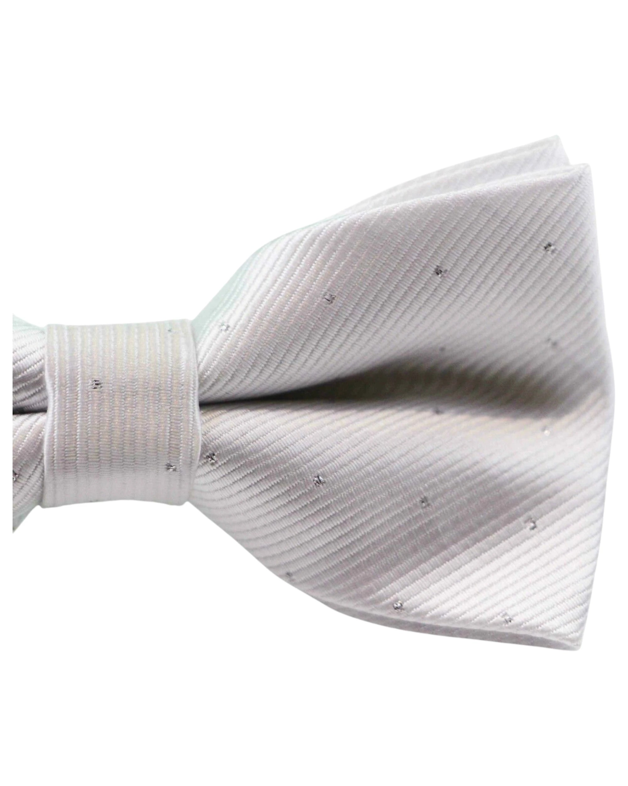 3 Zasel Mens White With Silver Stars Matching Bow Tie & Pocket Square Set - White, 3 of 4