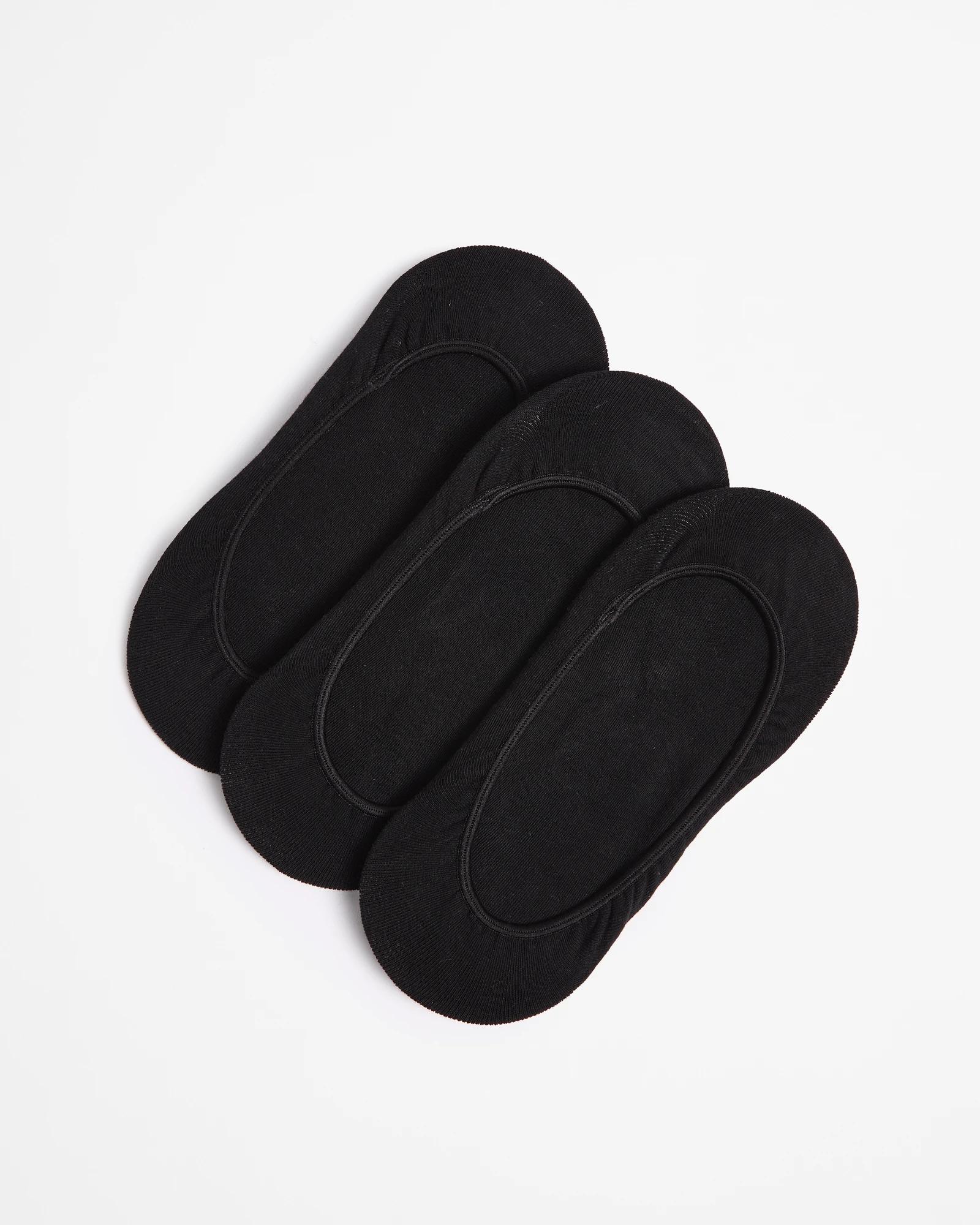 1 Target Australian Cotton Blend 3 Pack Invisible Footlet Socks BLACK, 1 of 3