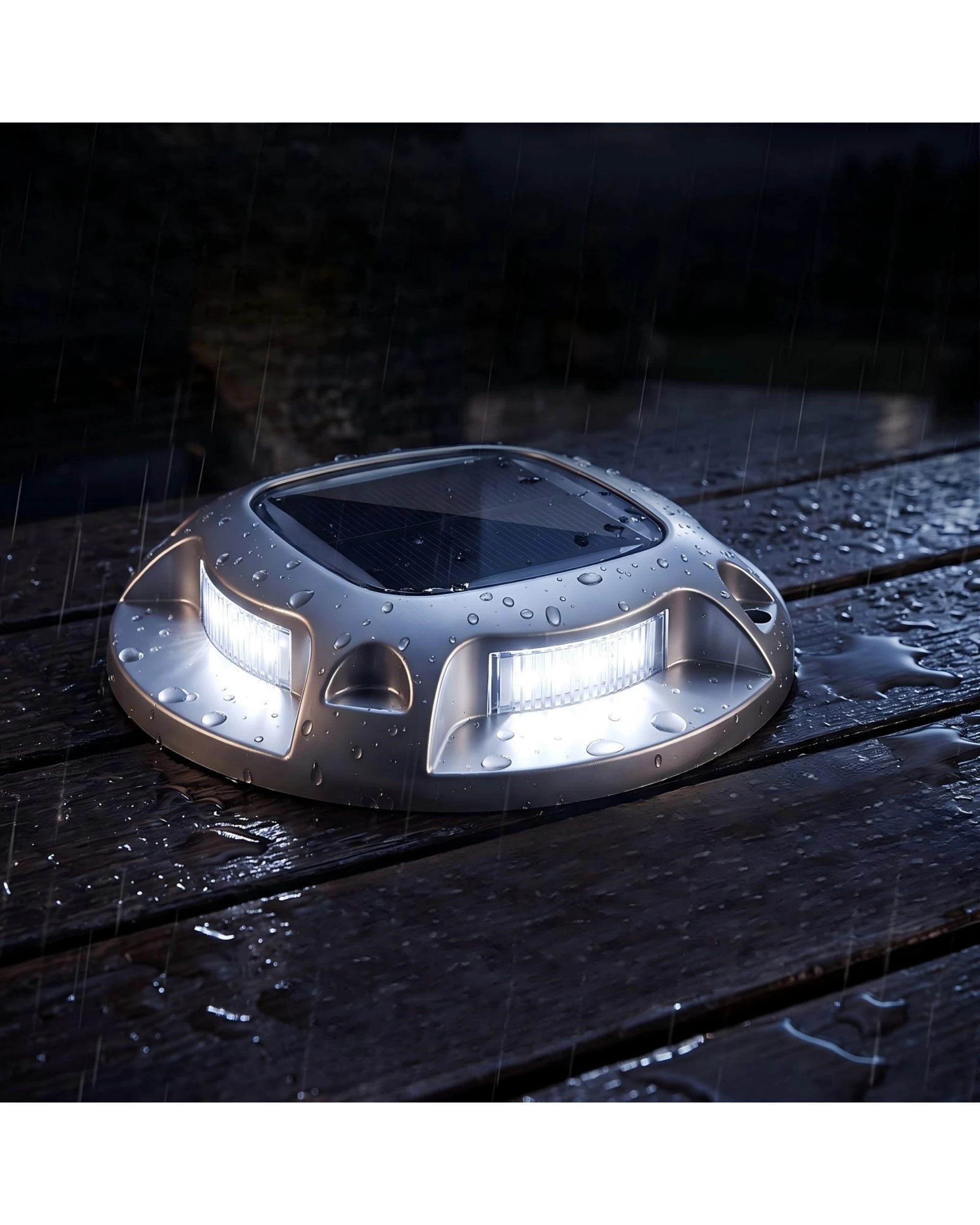5 Advwin Solar Deck Lights 12 Pack, 2 Color in 1 Driveway Lights 8 LEDs P68, Outdoor Dock Lights Up to 16H - Silver, 5 of 8