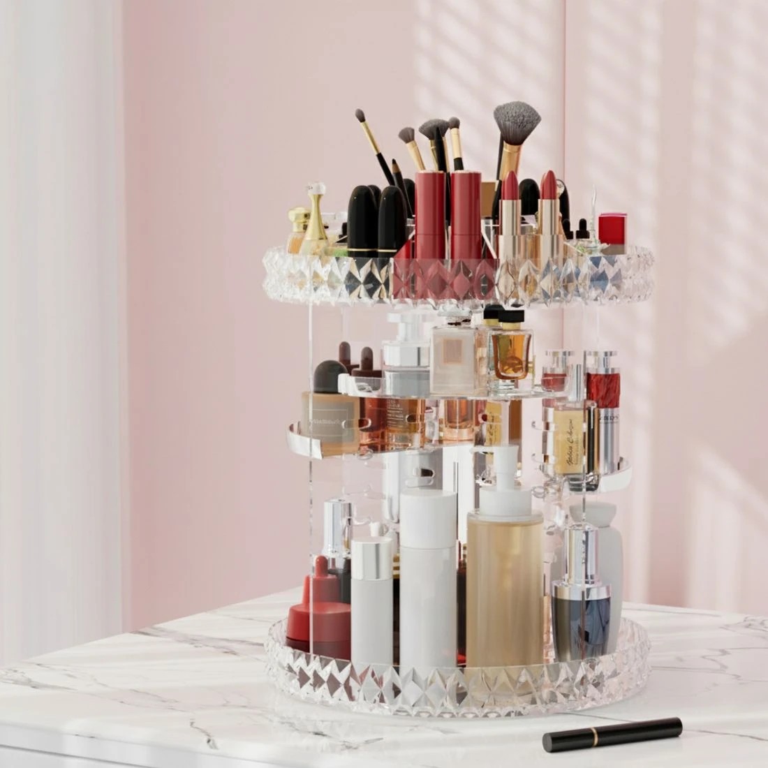 7 Embellir Makeup Organizer Acrylic Rotating Cosmetic Organizer Storage Display Holder - Natural, 7 of 7