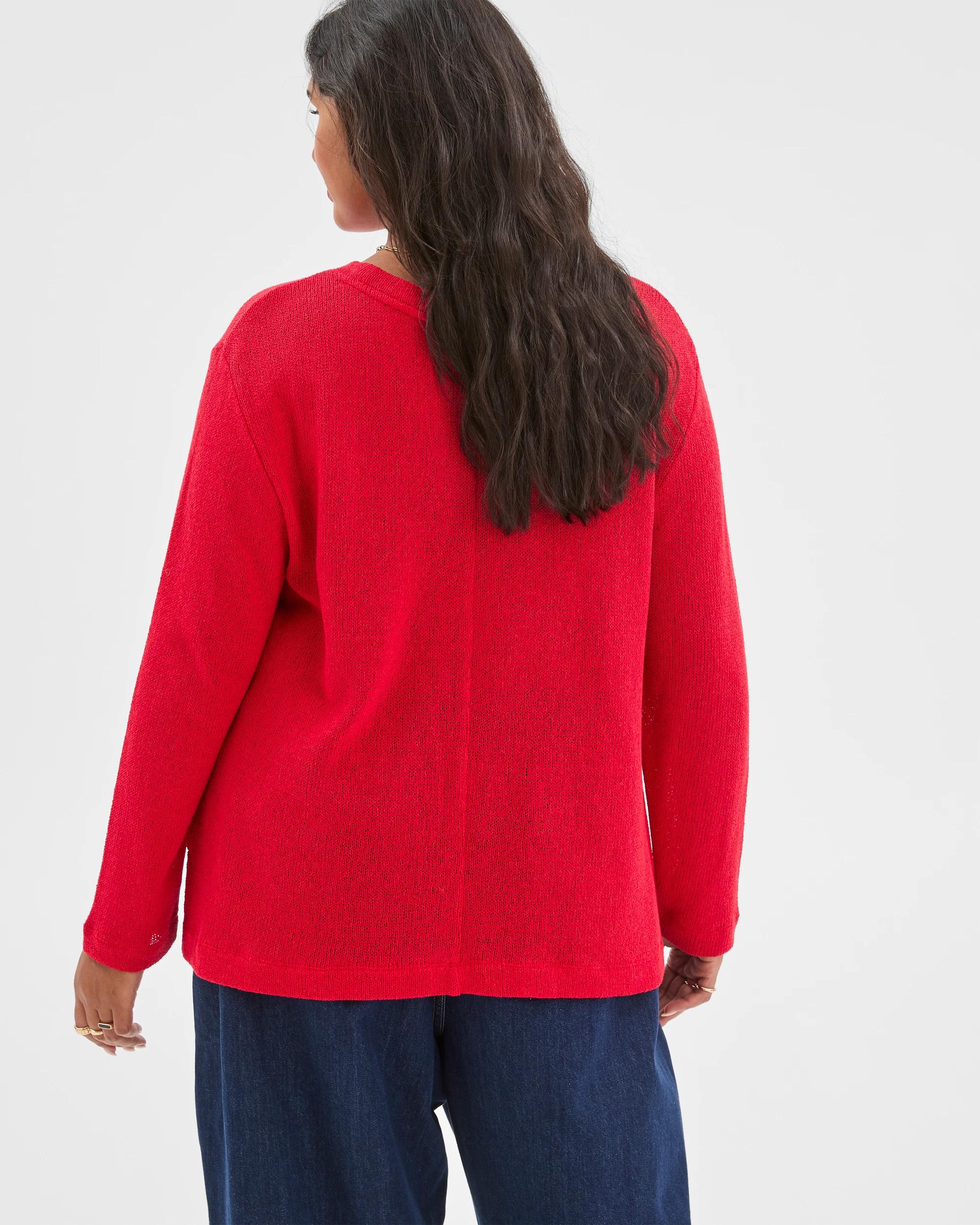7 Target Curve Plus Size Australian Cotton Blend Textured Jumper TRUE RED, 7 of 7