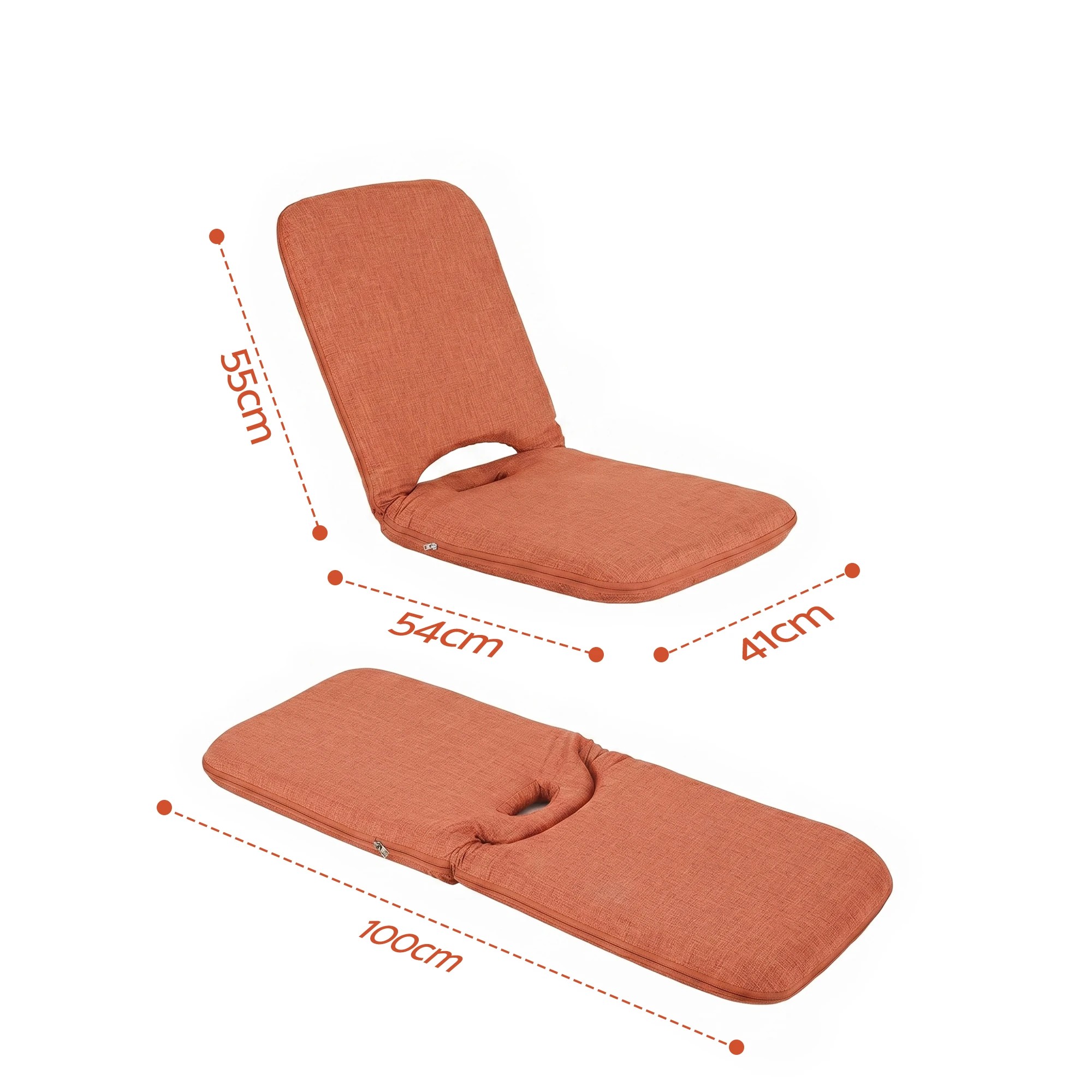 2 Artiss Floor Chair 5 Position Adjustable Lazy Sofa for Living Room Bedroom - Orange, 2 of 7
