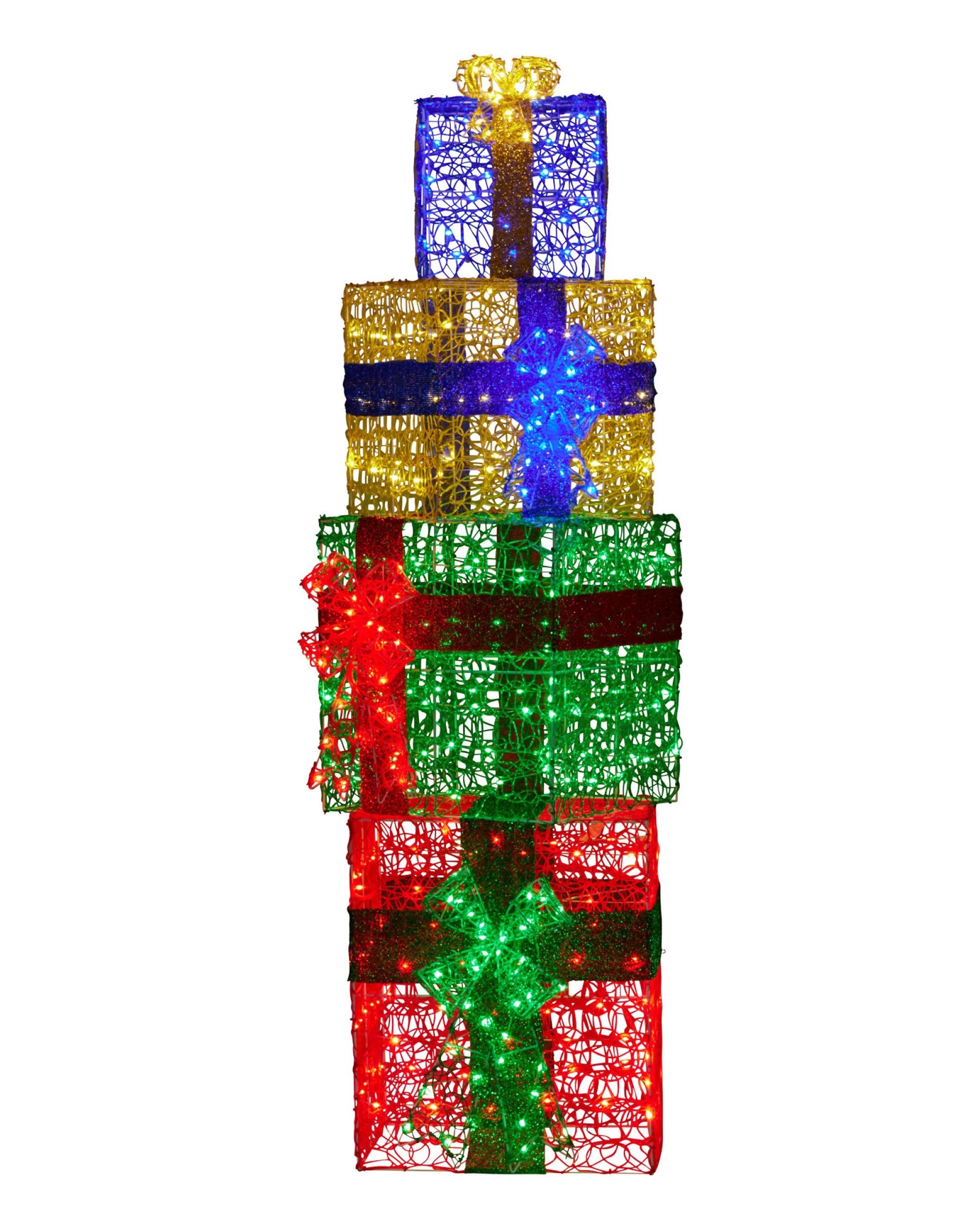 1 Christabelle 1.9m Christmas 4-piece Gift Stack Led Lights Bows Indoor Outdoor Front Lawn Yard Decoration Statue, 1 of 5