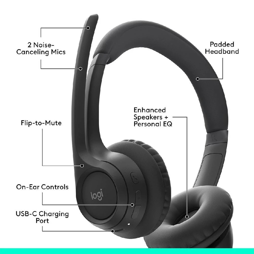 4 Logitech Zone 300 Wireless Headset Black, 4 of 10