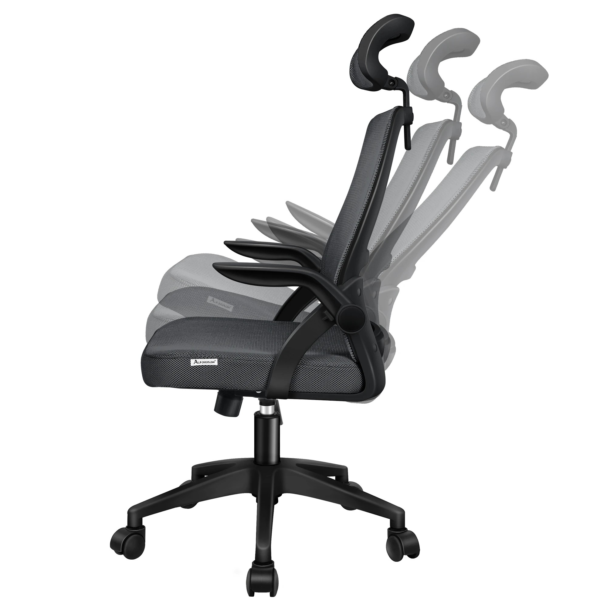 5 Alfordson Mesh Office Chair Executive Seat Tilt Gaming Racing Computer - Grey, 5 of 10