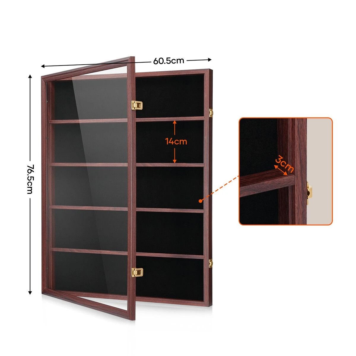 3 Ausway Sports Card Display Case Wall Mounted Lockable Cabinet for Graded PSA NBA Basketball Trading Cards, 3 of 7