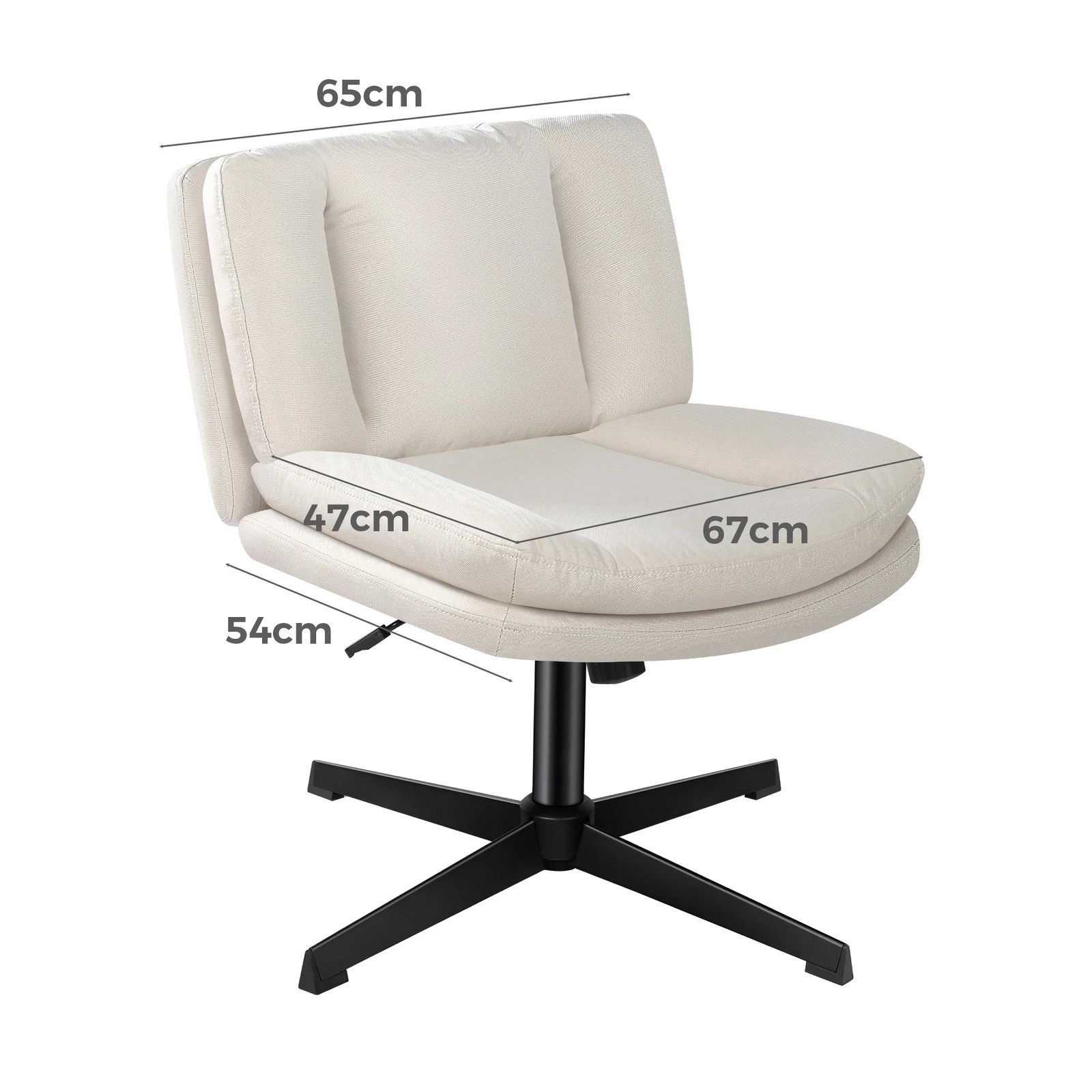 6 Alfordson Armless Office Desk Chair Mid Back Wide Seat Fabric - Beige, 6 of 7