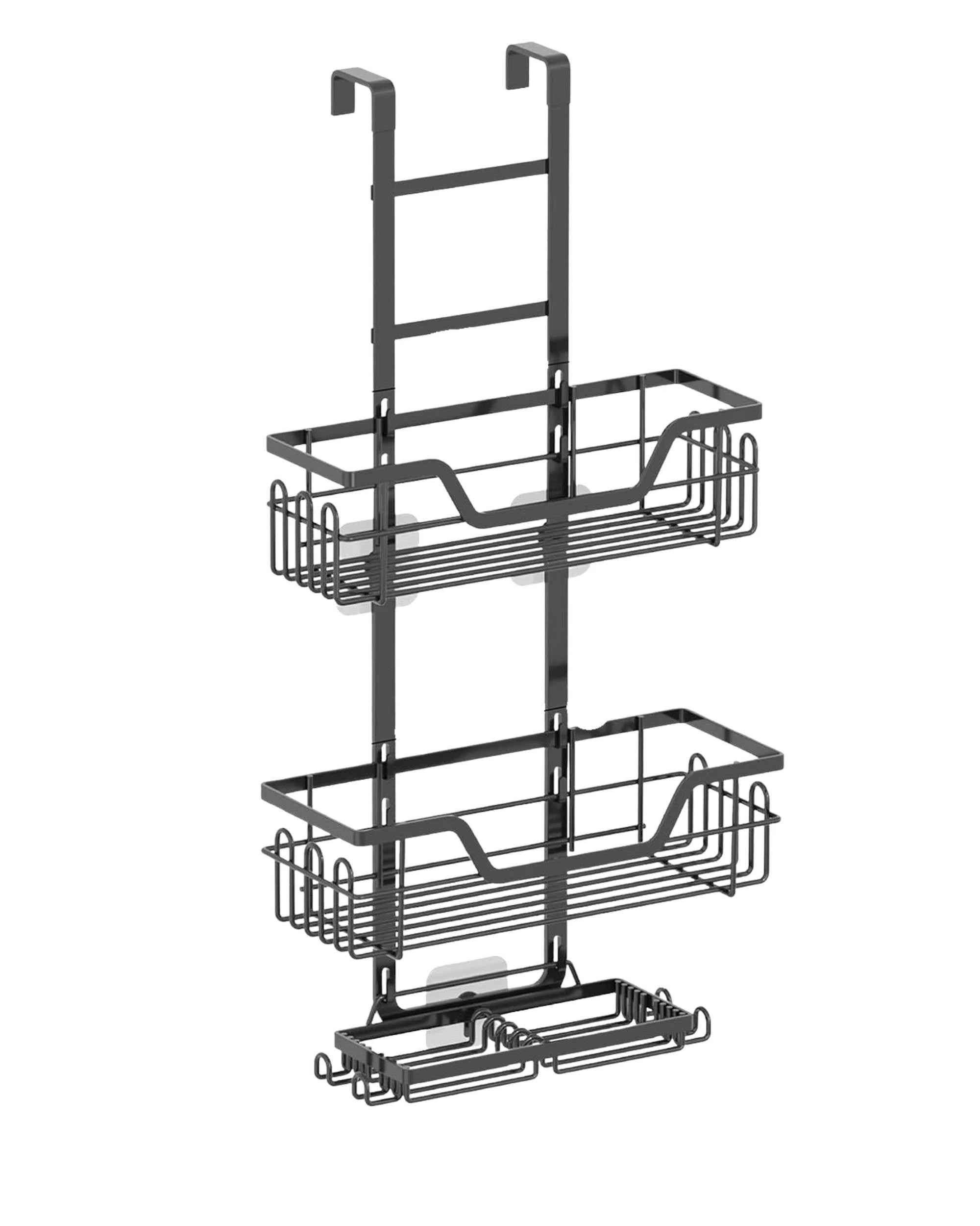 1 Kitchee 3 Tier Shower Caddy Over Door Bathroom Shelf Storage Rack Black, 1 of 4