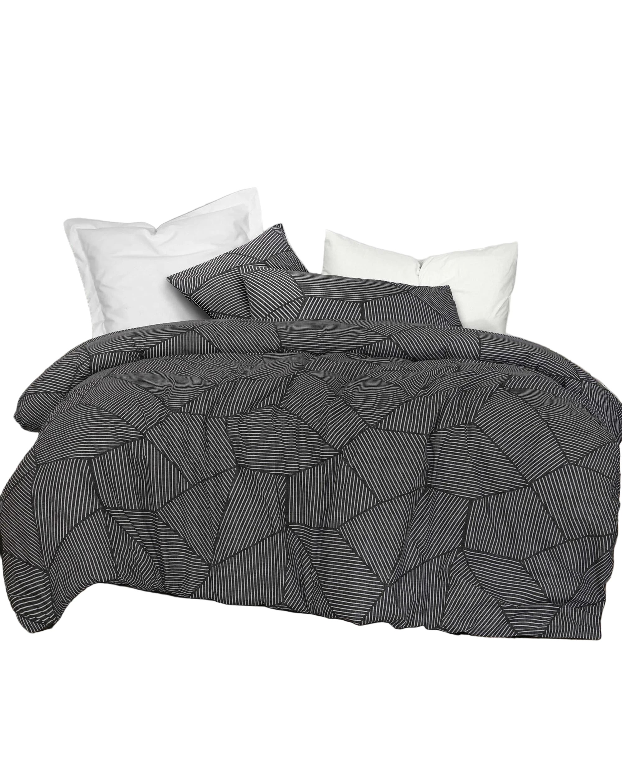 1 Amsons Ariana Carbon 100% Cotton Quilt Cover Set with Extra Standard Pillowcases - Double - Charcoal, 1 of 3