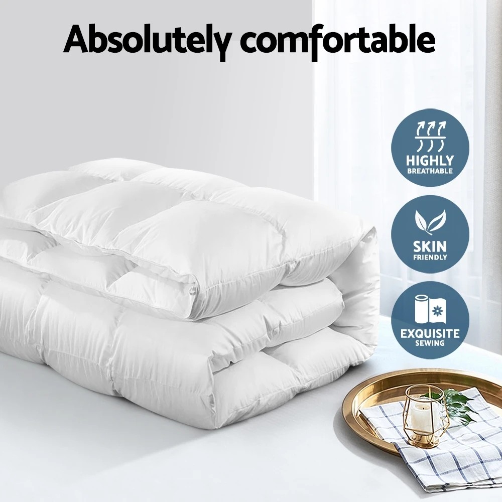 2 Giselle Bedding 700GSM Duck Down Feather Quilt - Queen Bed - White, 2 of 8
