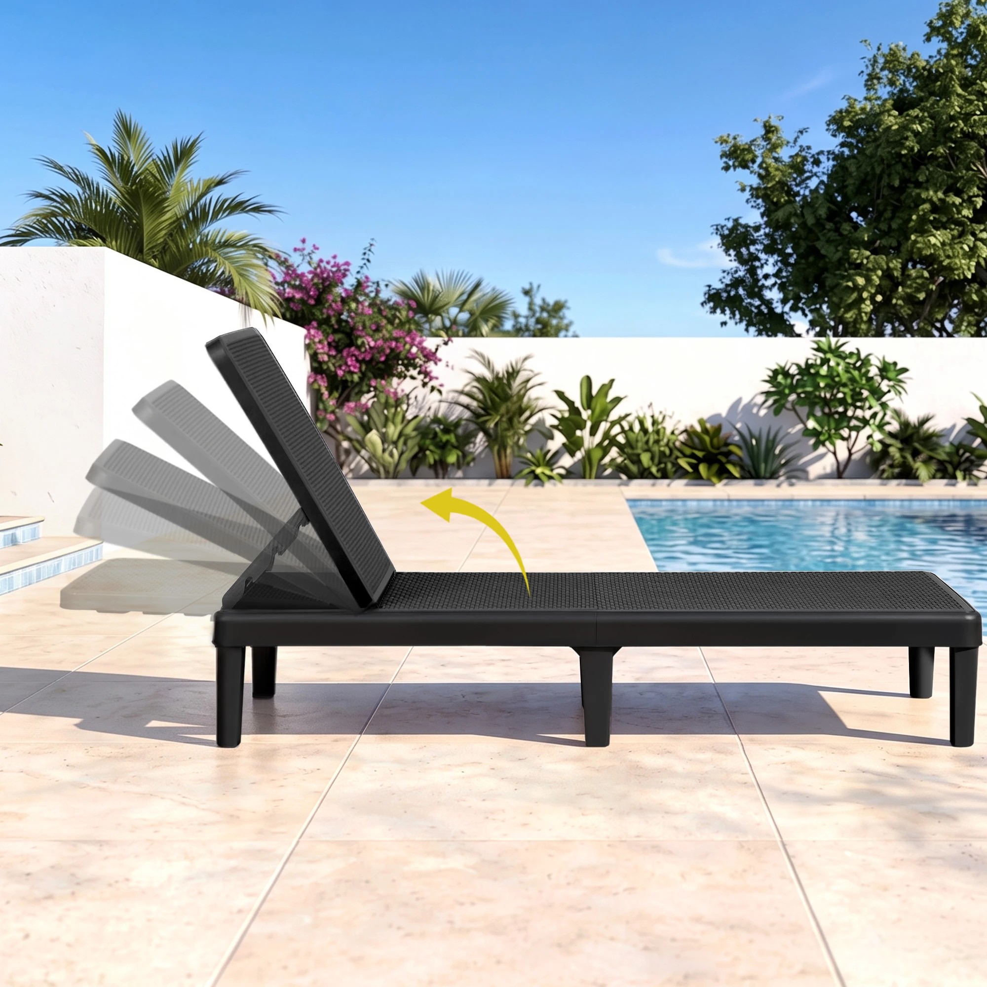 6 Gardeon Sun Lounge Adjustable Lounger Patio Outdoor Furniture Lightweight - Black, 6 of 7