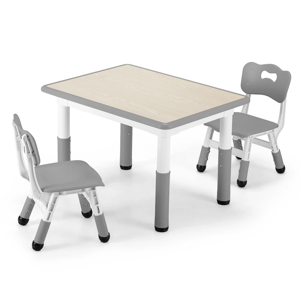 1 PlayPals Kids Table Chairs Set with Graffiti Desktop Height Adjustable - Grey, 1 of 4