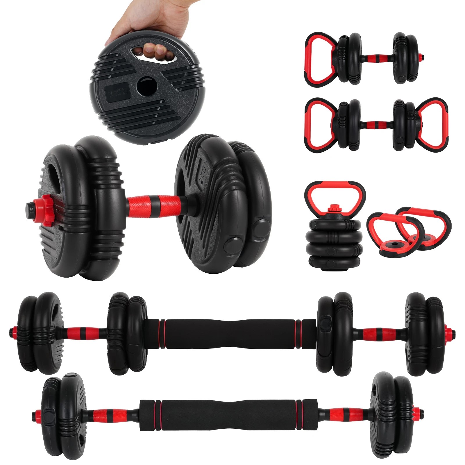 1 Advwin 15kg Adjustable Dumbbells - Black, 1 of 10