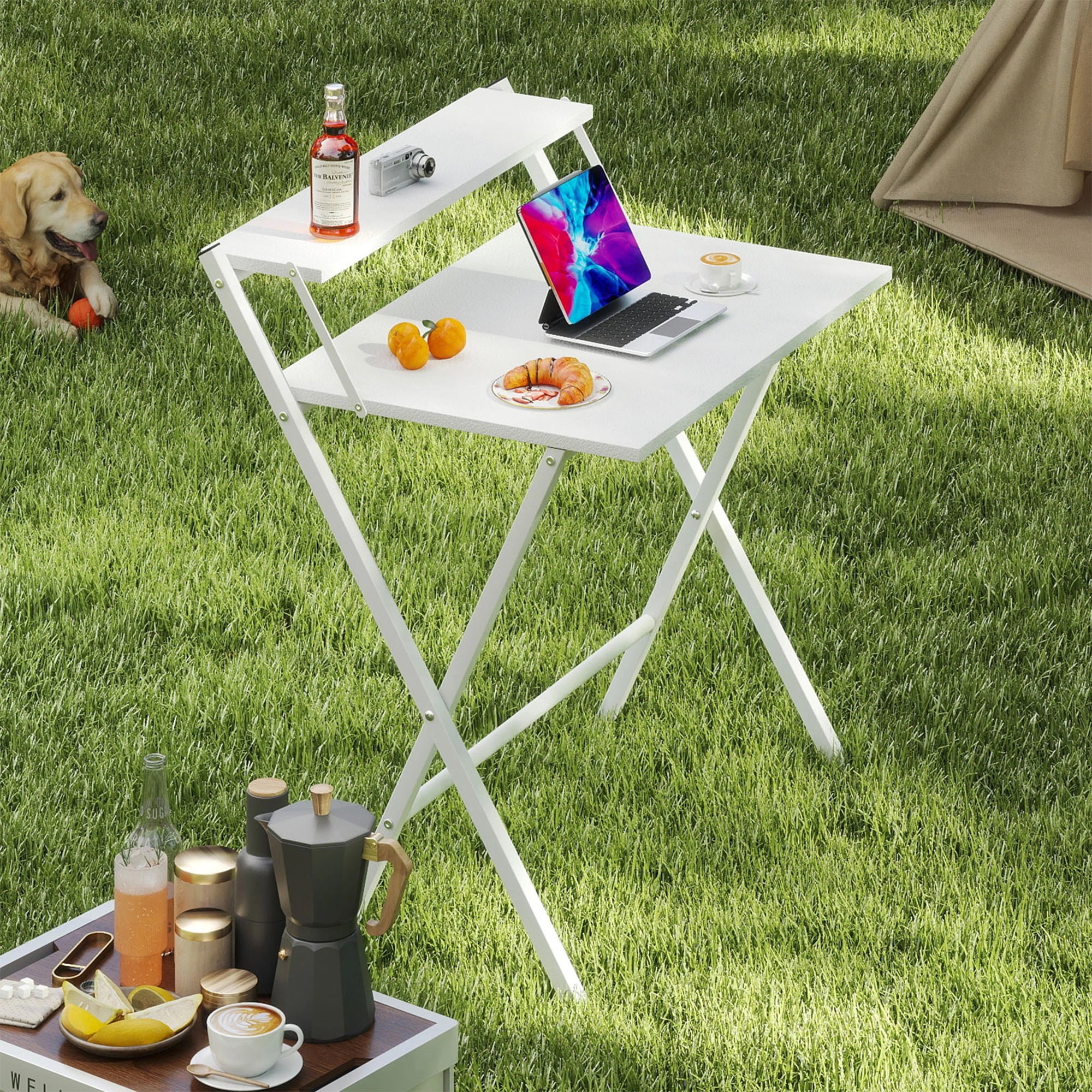 8 Levede Foldable Computer Desk - White, 8 of 9