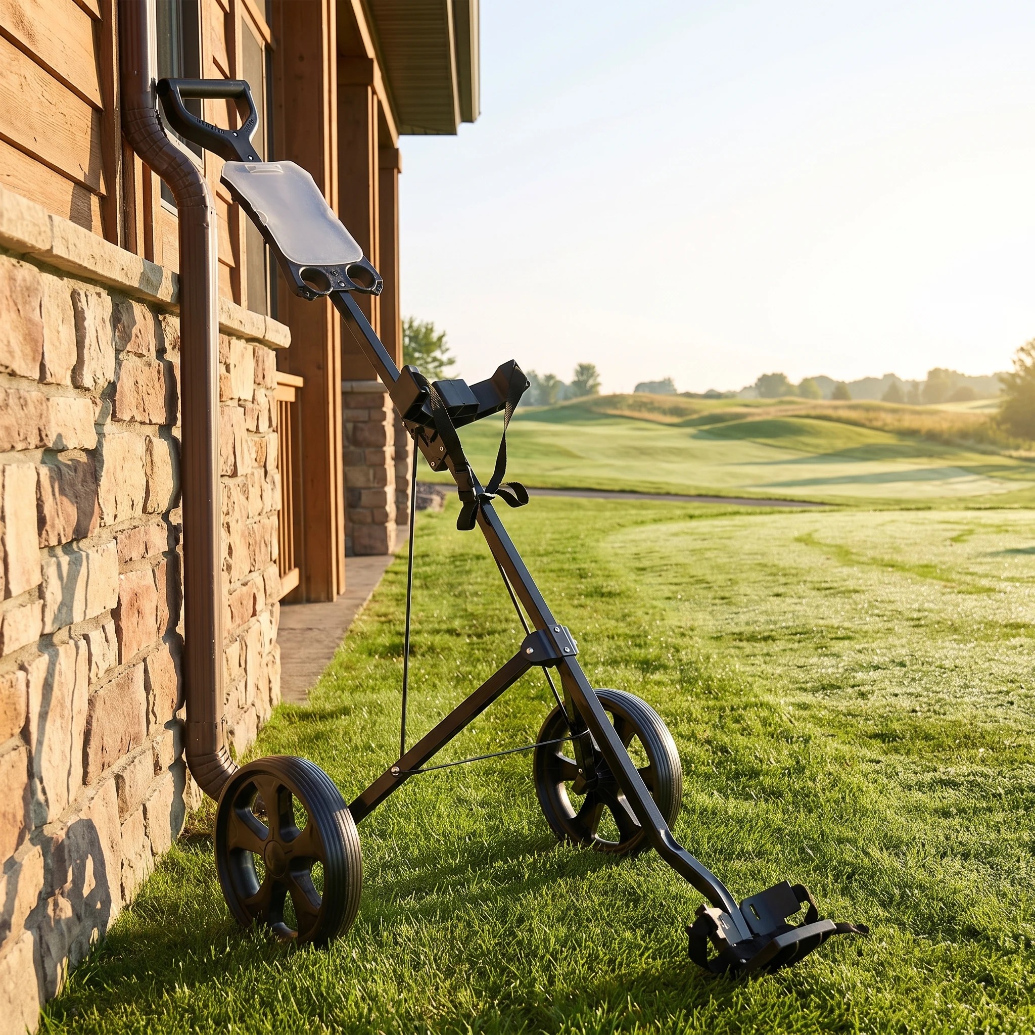 3 Costway 2 Wheel Golf Push Cart Foldable Golf Trolley w/Scorecard Holder & Elastic Strap, 3 of 6