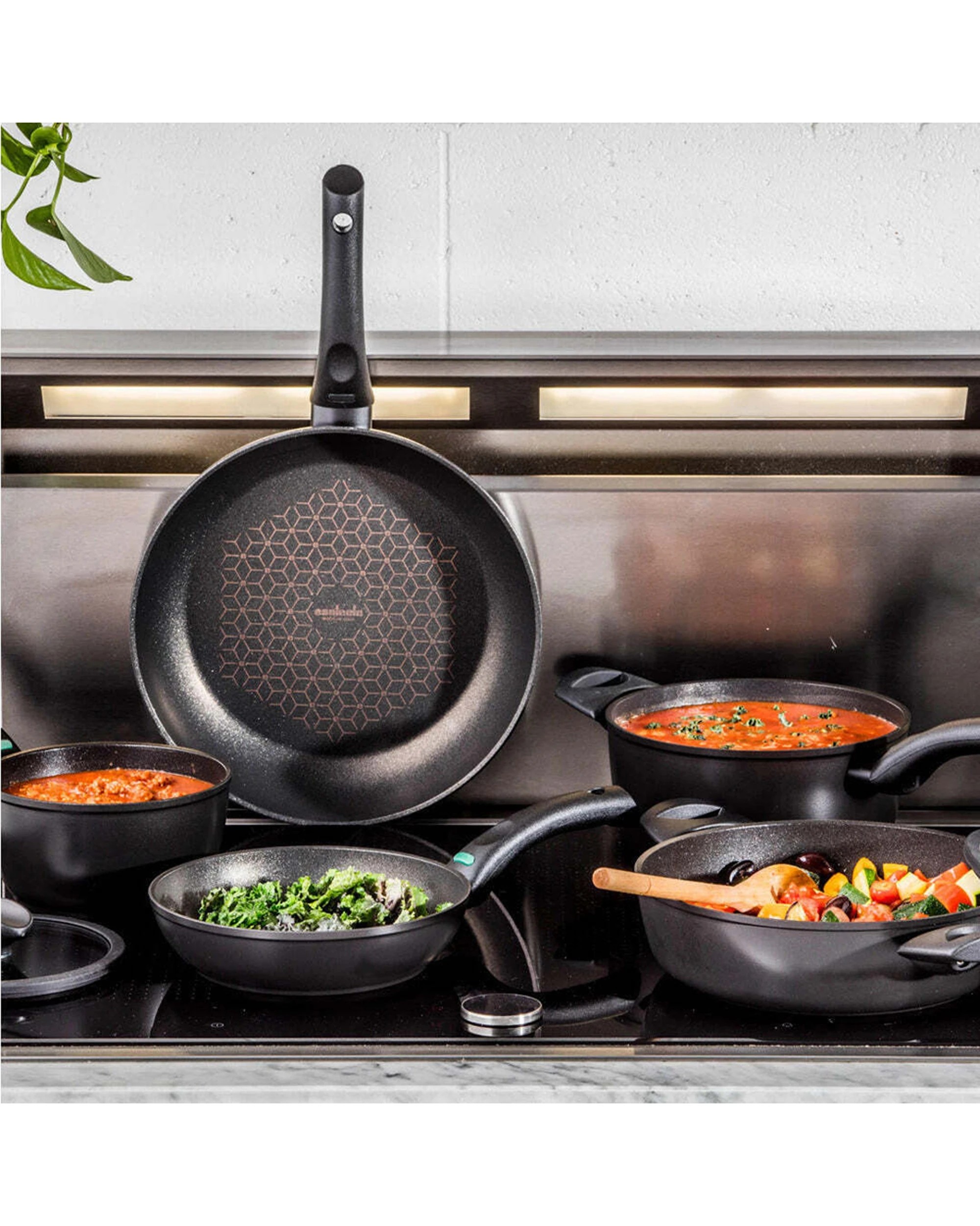 2 ESSTEELE 5pc Per Salute Non-Stick Saucepan Skillet Saute Cookware Set - Black, 2 of 4