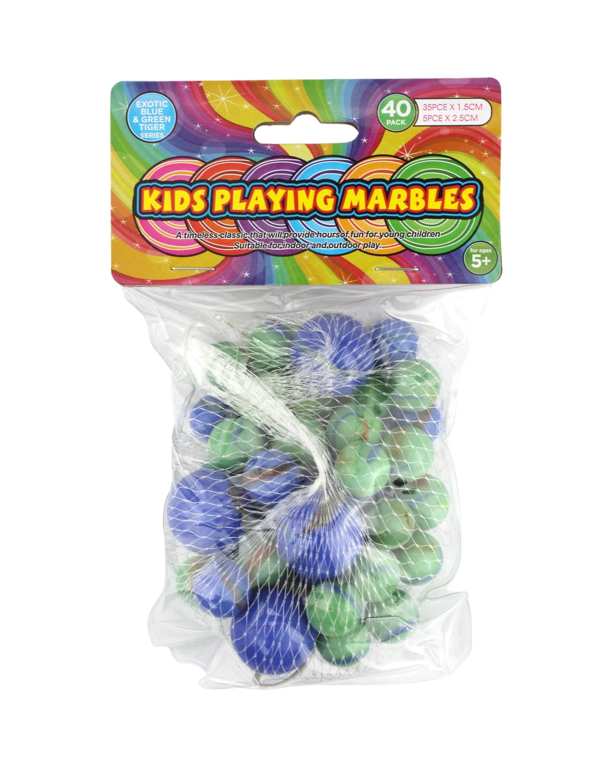 1 Durmaz Blue & Green Tiger Marbles Pack of 40 - Multi, 1 of 1