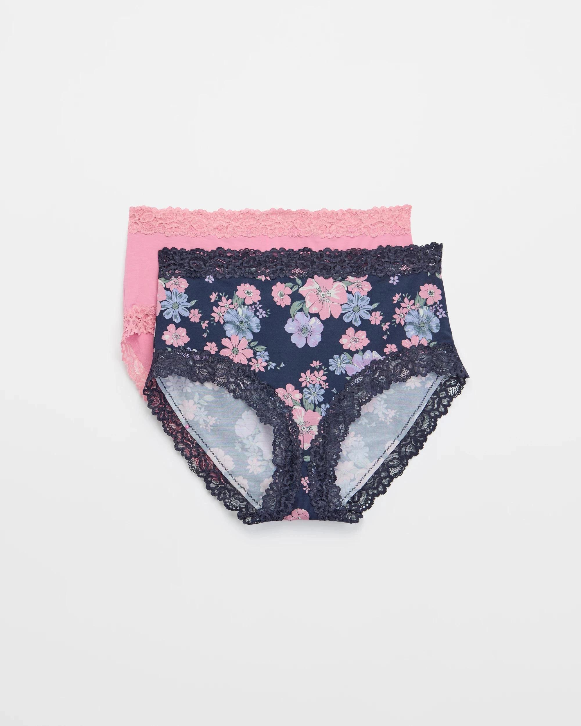 1 Target Womens Modal and Lace Full Briefs 2 Pack ORCHID/ SOLIE FLORAL, 1 of 4