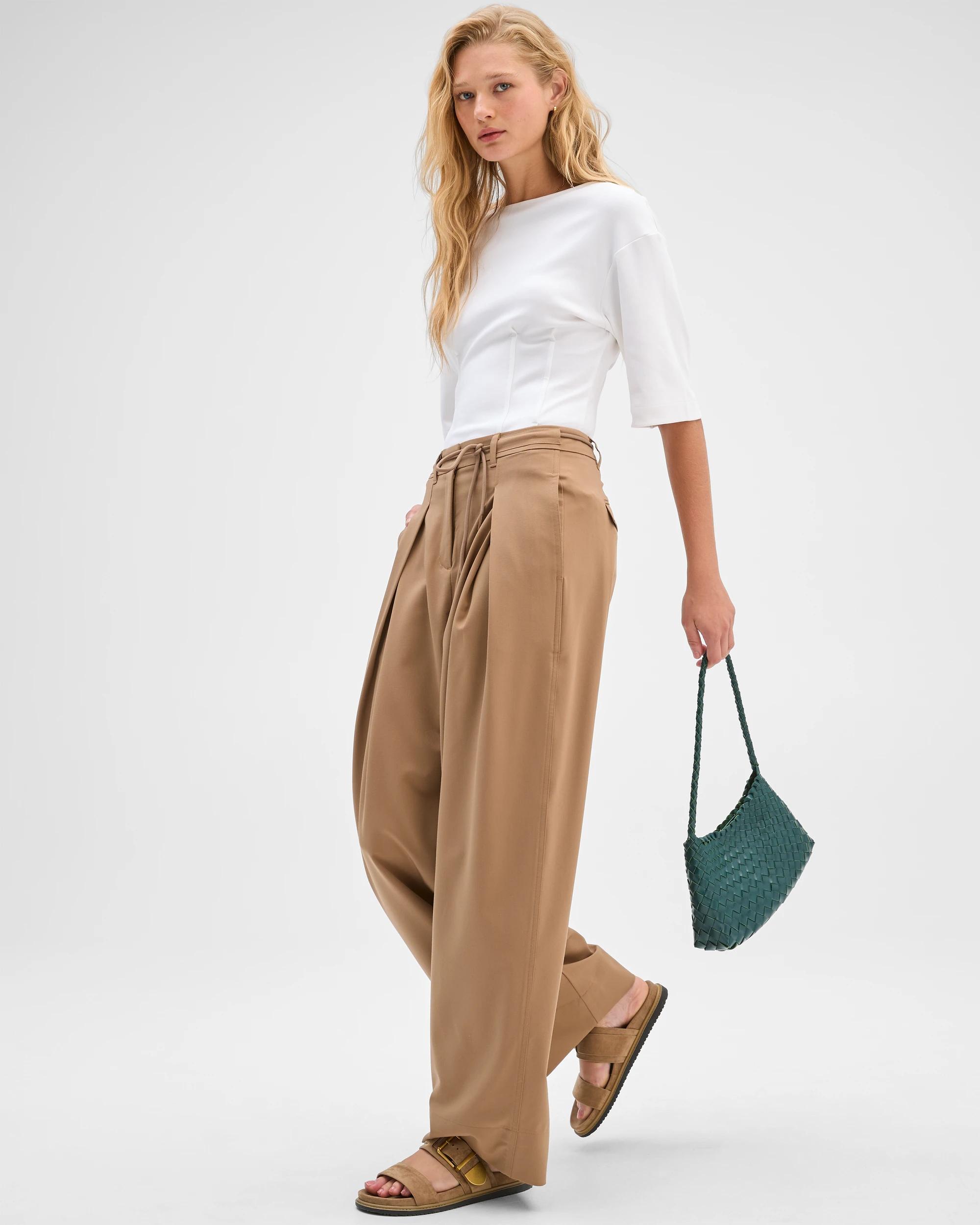 2 Preview Wide Barrel Leg Pants WARM SEPIA, 2 of 7