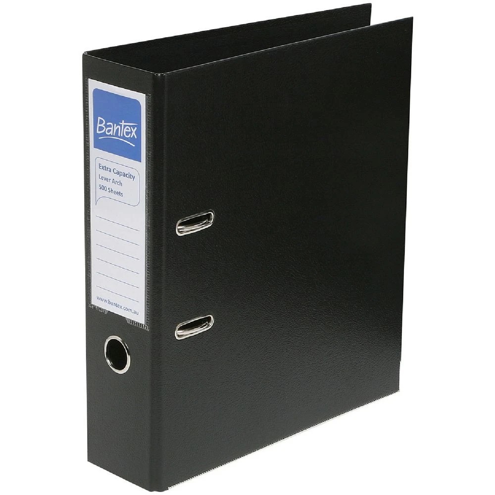 1 Bantex A4 Extra Capacity 2 Ring Lever Arch Folder Black, 1 of 4