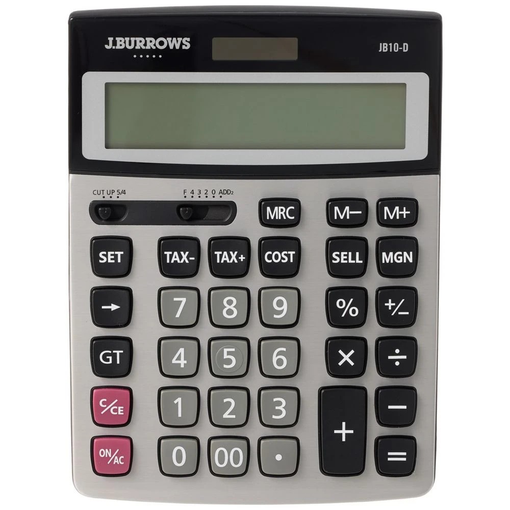 1 J.Burrows Desktop 12 Digit Tax Calculator Silver, 1 of 4