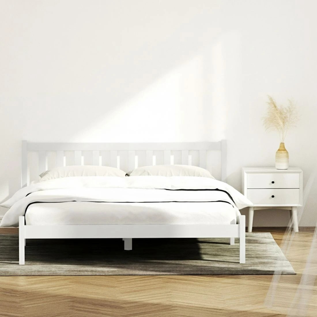 4 Artiss Bed Frame Queen Size Wooden  SOFIE - White, 4 of 10