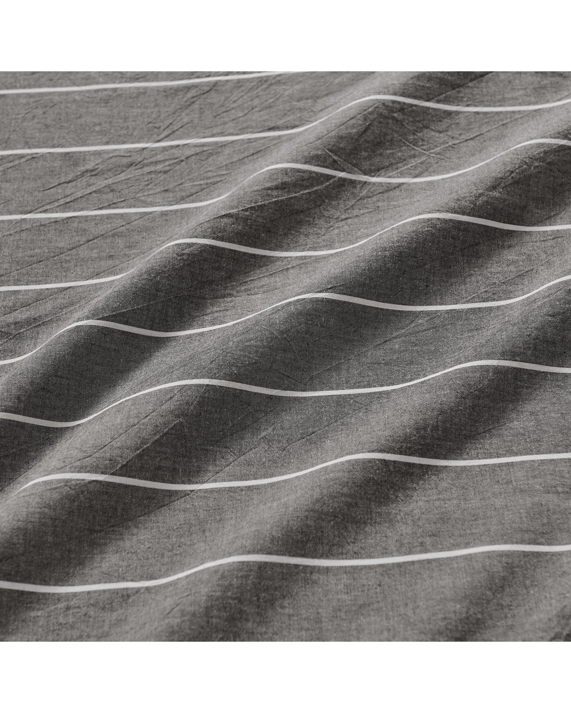 3 Dreamaker Rumi Stripe Washed Cotton Reversible Quilt Cover Set - Double Bed - Graphite with White, 3 of 6