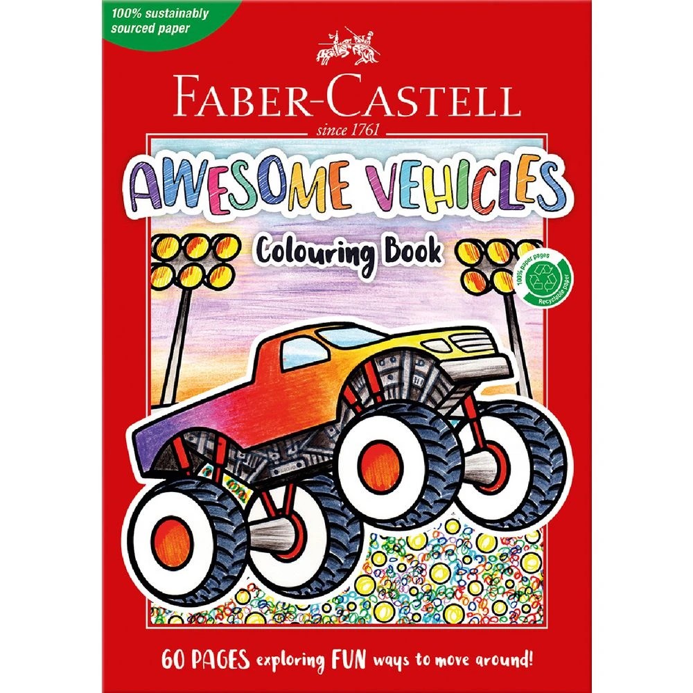 1 Faber-Castell Vehicles On The Go Colouring Book 60 Pages, 1 of 3