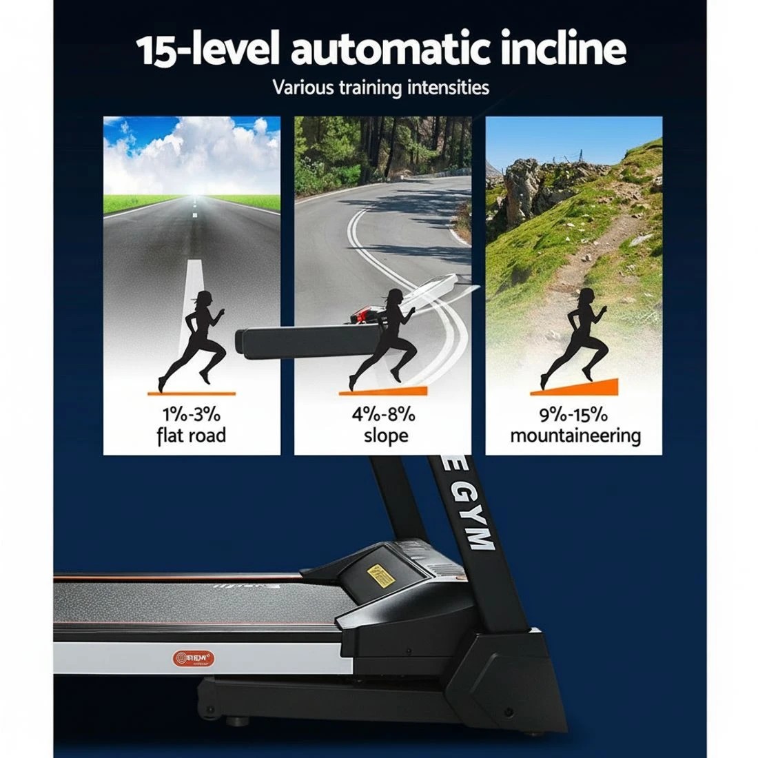 6 Everfit Treadmill Electric Auto Level Incline Home Gym Fitness Exercise 450mm - Black, 6 of 7