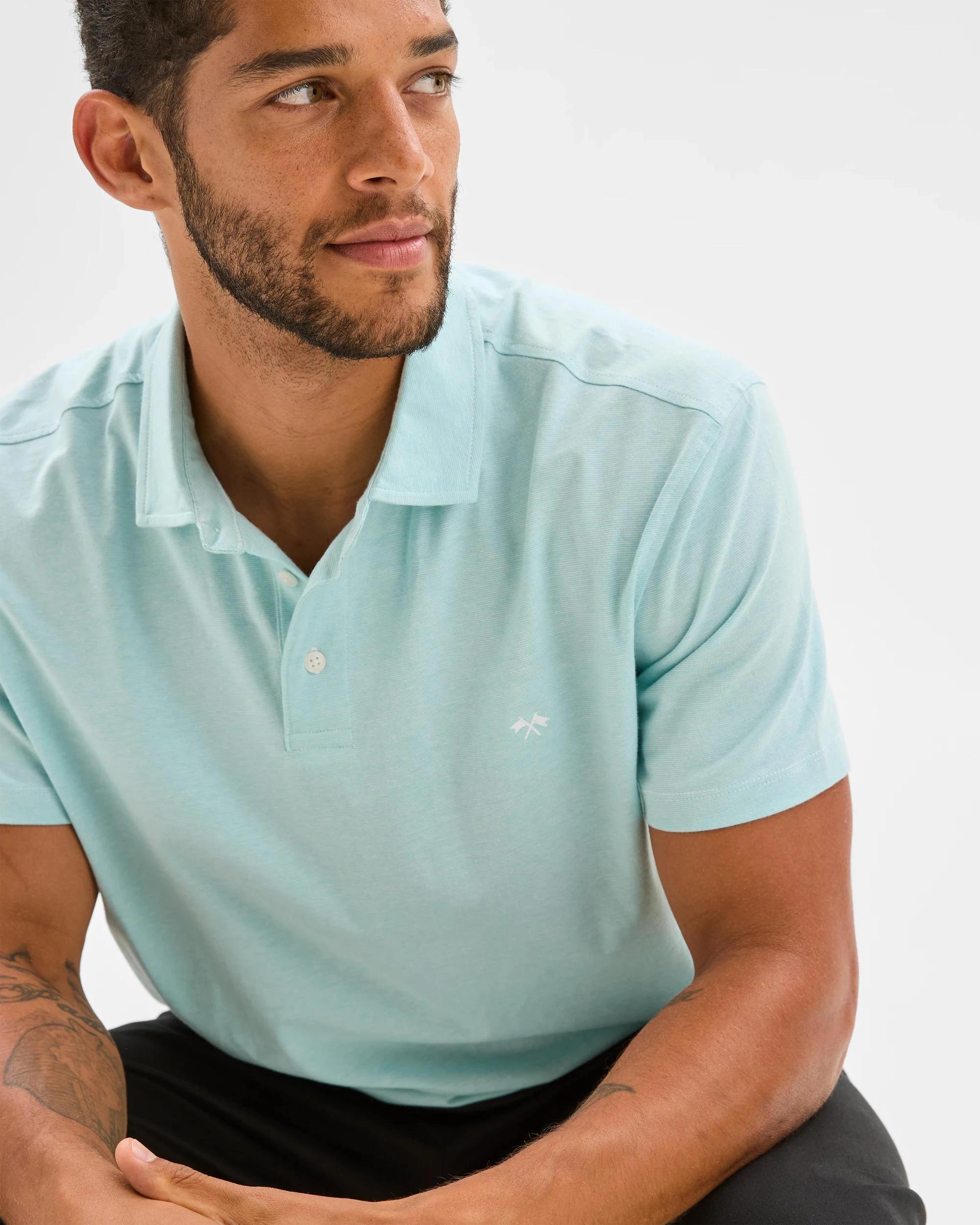 2 Target Australian Cotton Jersey Micro Stripe Polo Top AQUA, 2 of 6