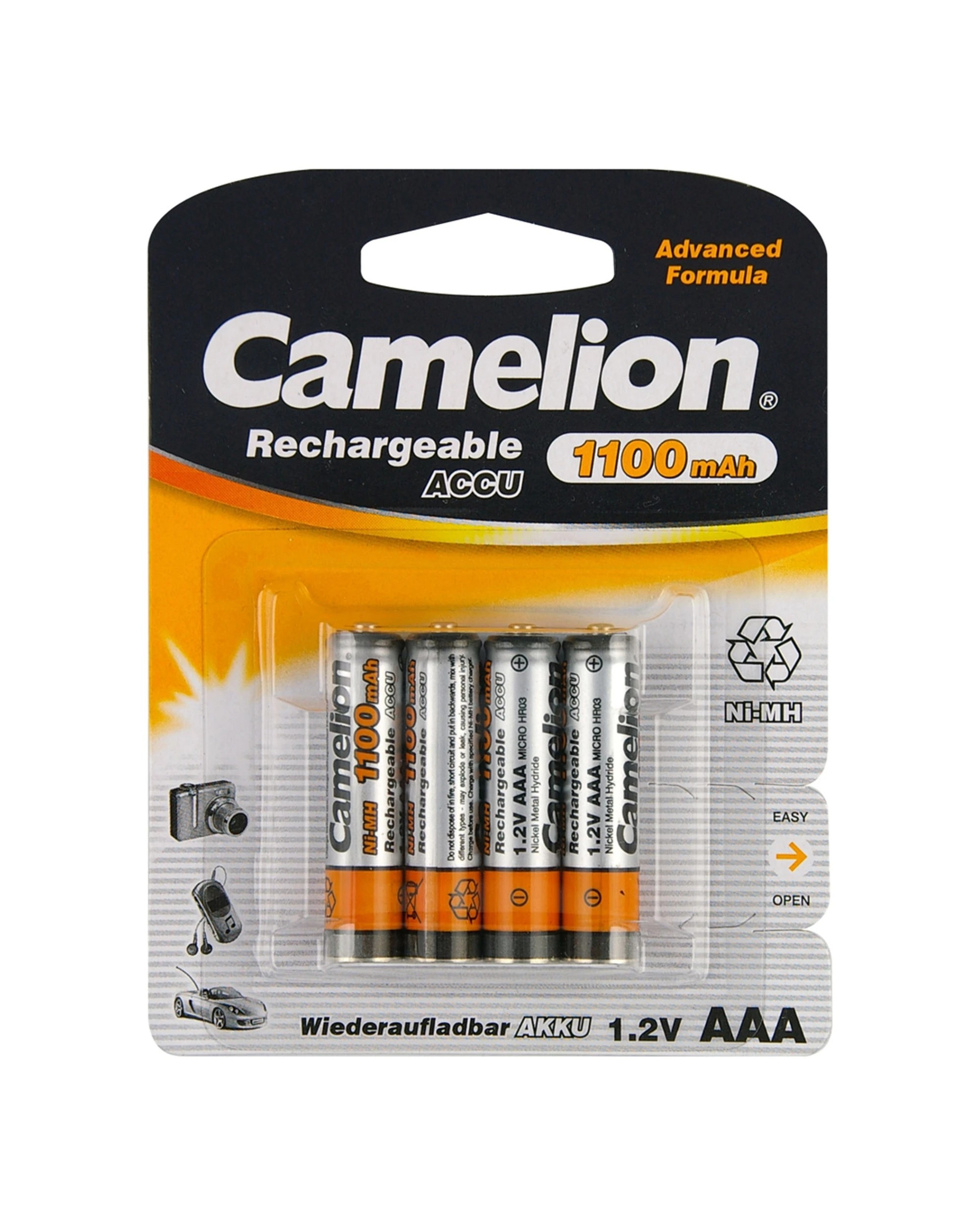 1 Camelion 4pc Ni-Mh AAA 1.2V 1100mAh Rechargeable Batteries - Plain, 1 of 1