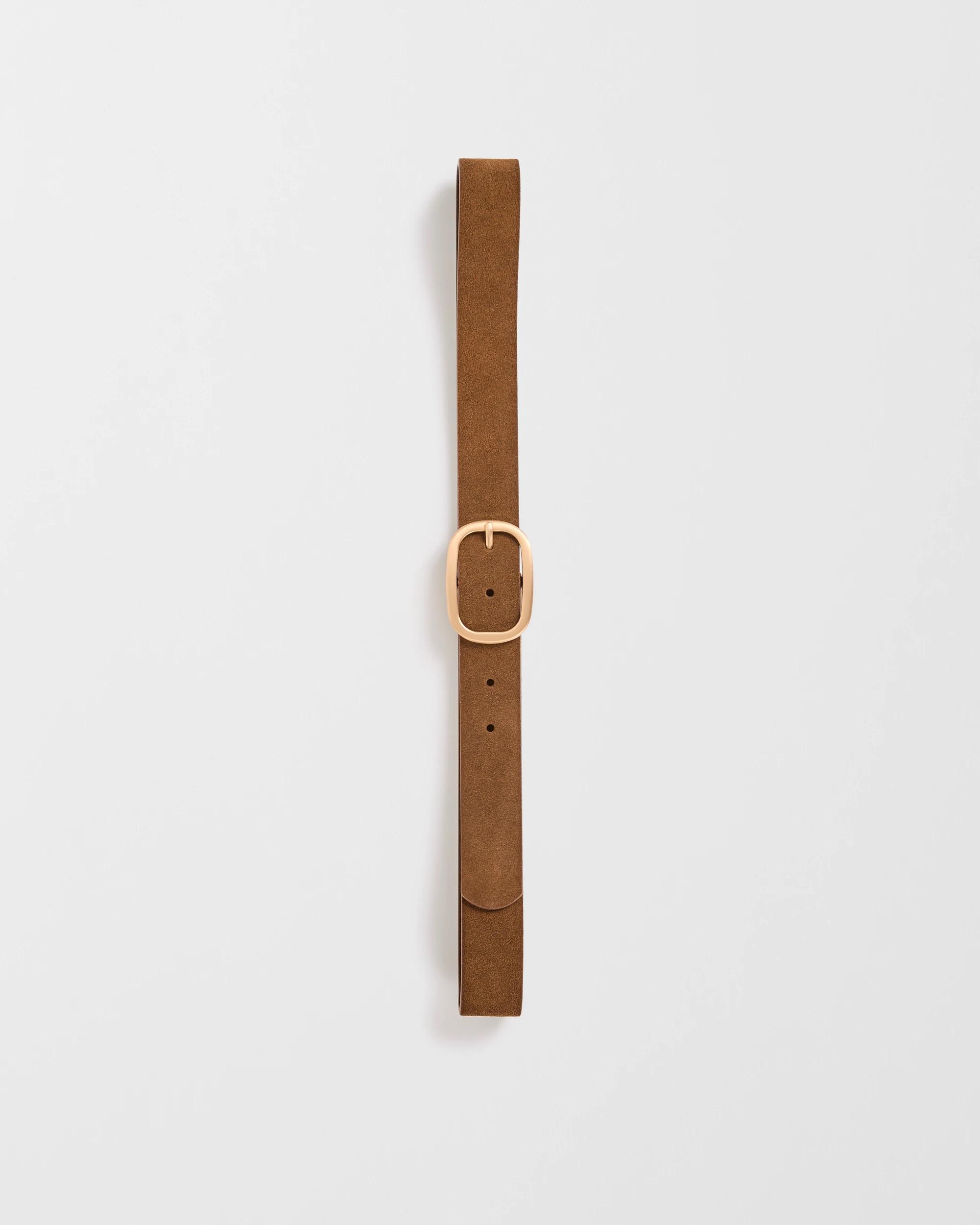 2 Target Woman Genuine Suede Leather Jean Belt CHESTNUT, 2 of 3