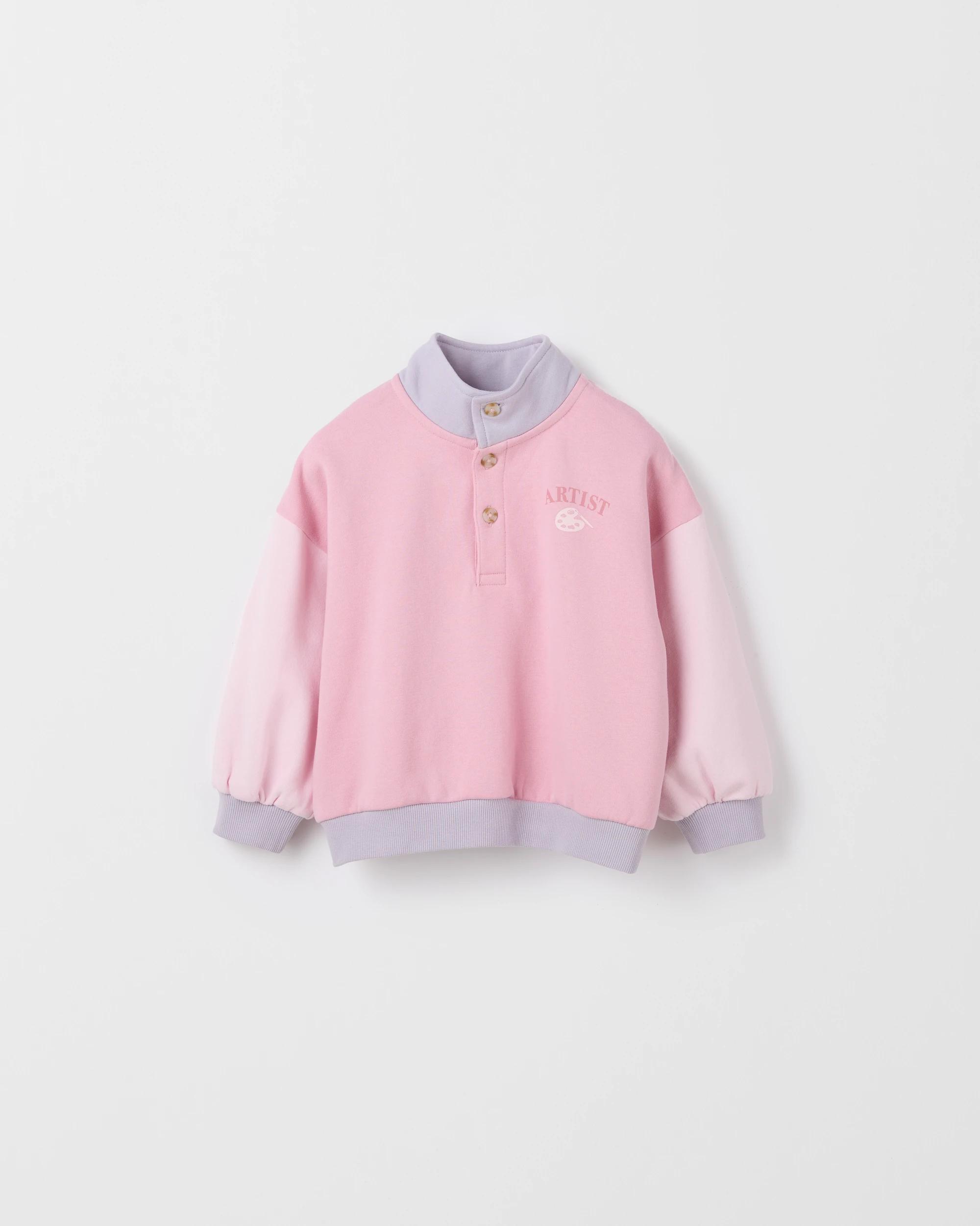 1 Target Kids Long Sleeve Colour Block Jumper PINK, 1 of 1