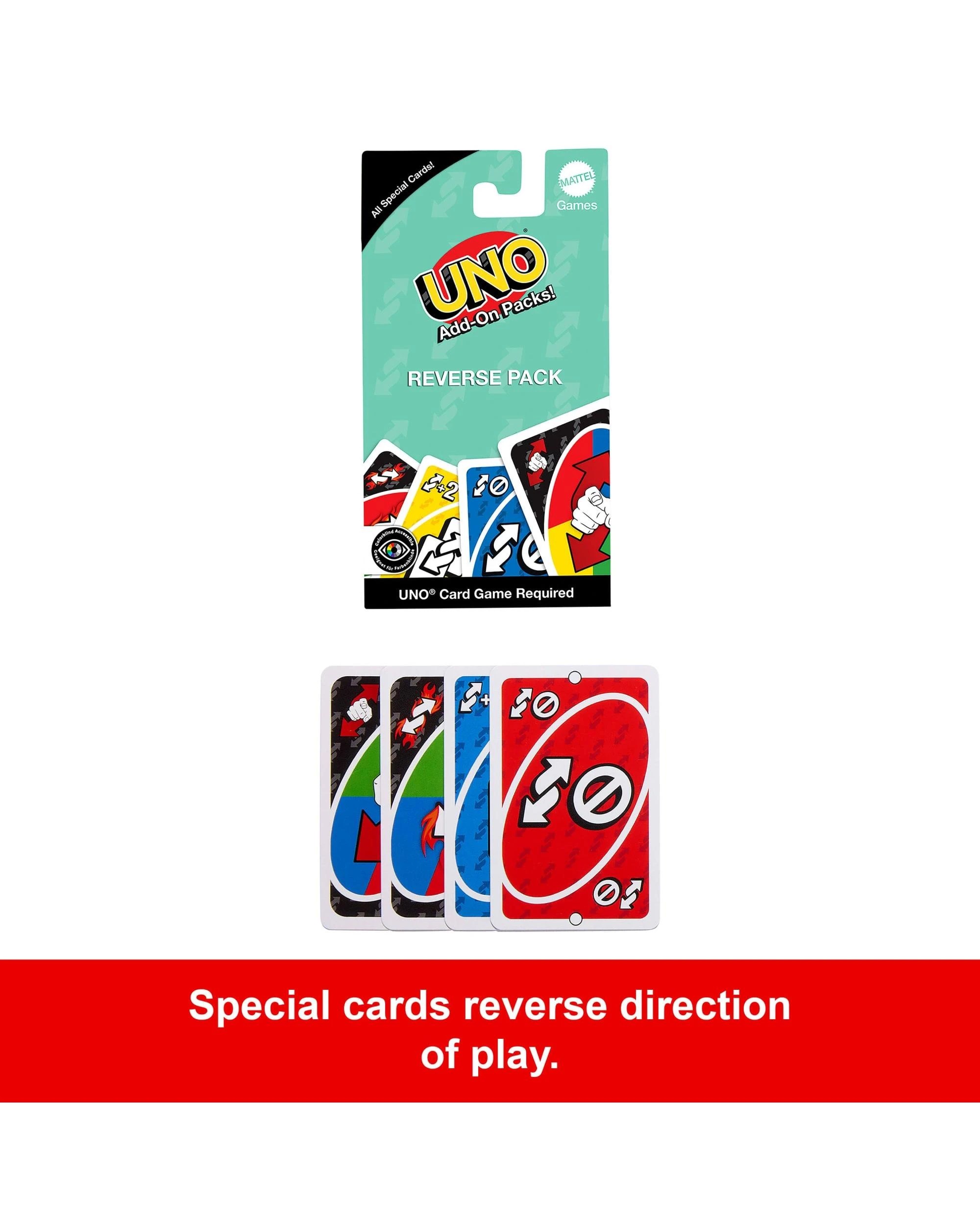 2 Mattel Games UNO Add-On Packs Reverse Pack Card Game, 2 of 6