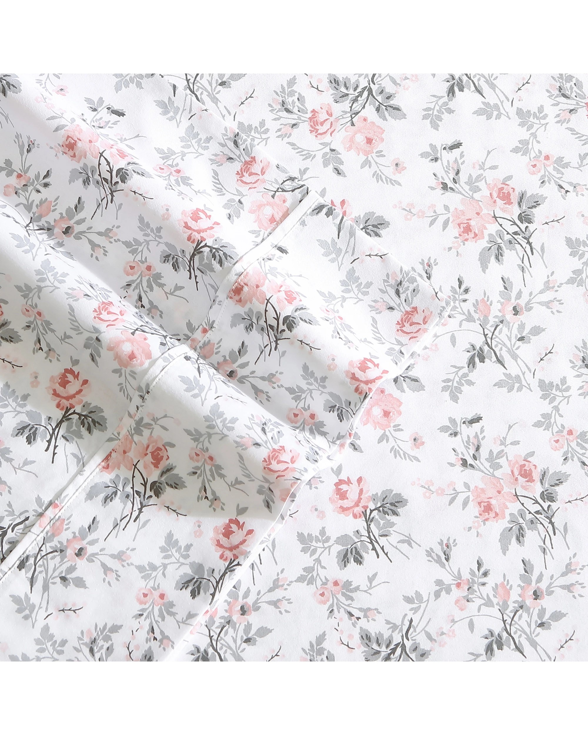 3 Laura Ashley Geneva Printed Cotton Fitted Bed Sheet Set With Pillowcase Blush - Single Bed - Multi, 3 of 4
