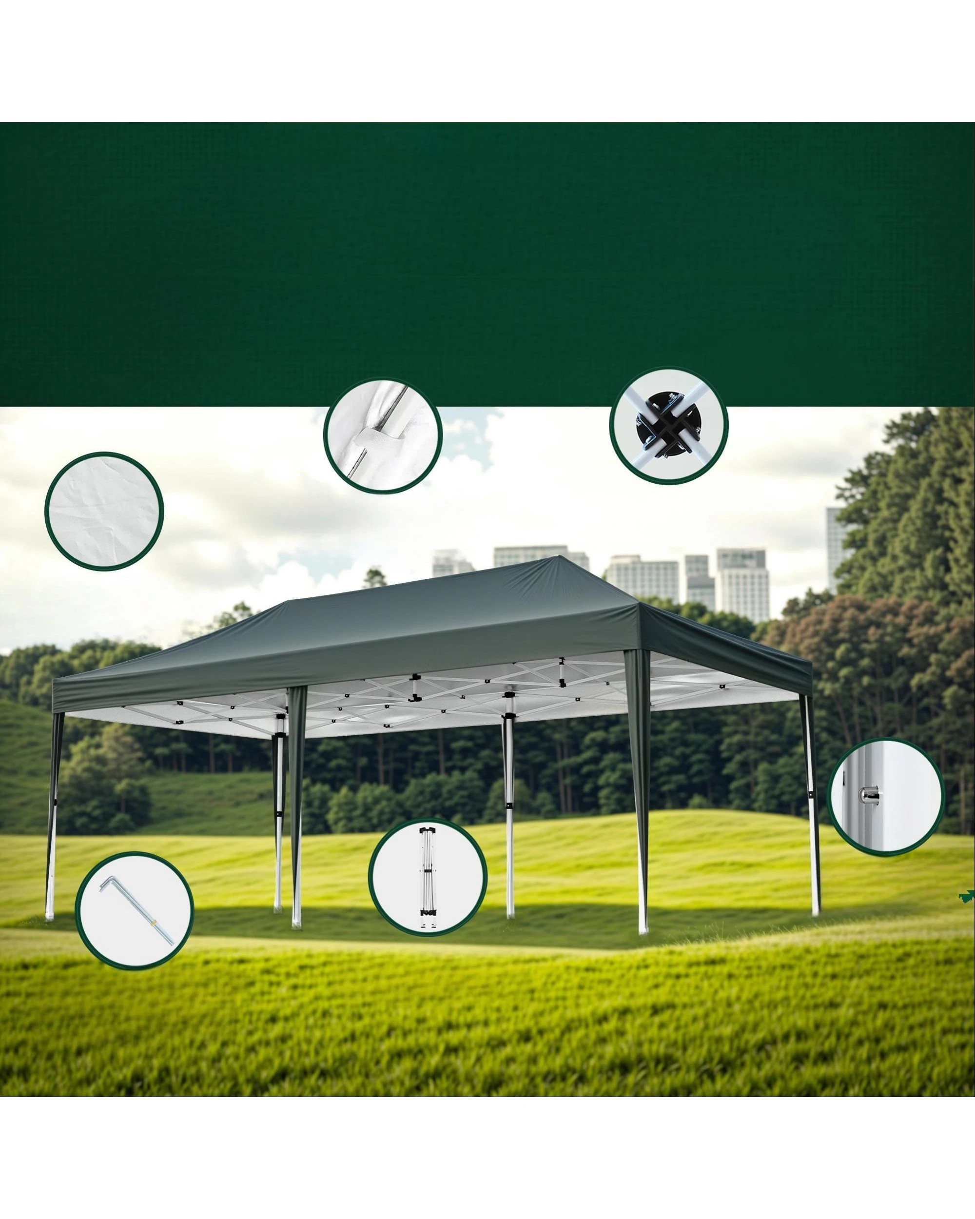 3 Advwin 3×6m Pop Up Canopy Tent with 6 Sidewalls - Gray, 3 of 7