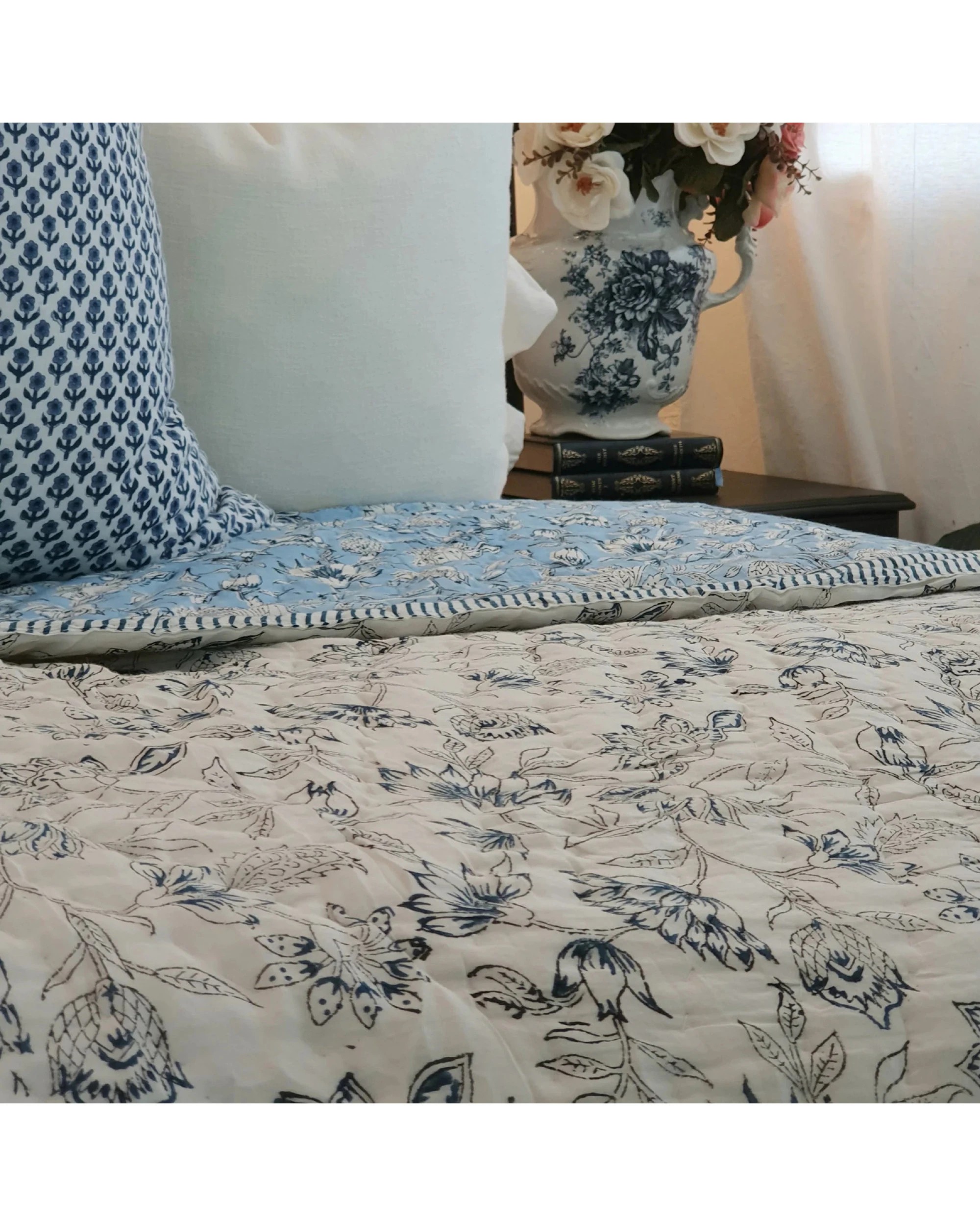 2 Kolka Wild Flower Ocean Reversible Quilt - Blue (Size: King 228 cm x 274 cm) - King Bed, 2 of 6