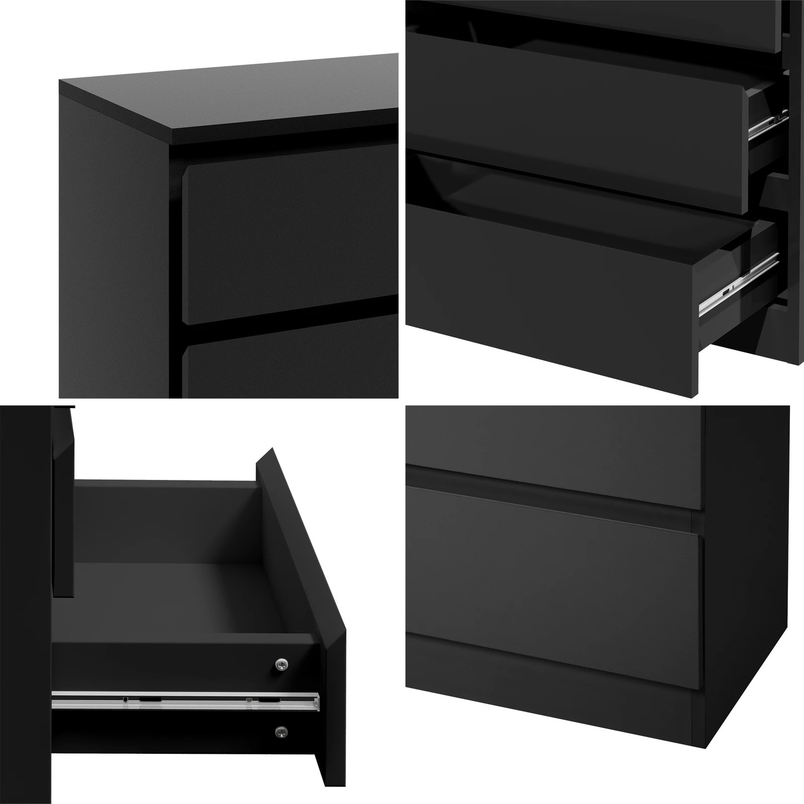 7 Oikiture 3 Chest Of Drawers Lowboy Dresser Table Storage Cabinet Bedroom
 - Black, 7 of 10