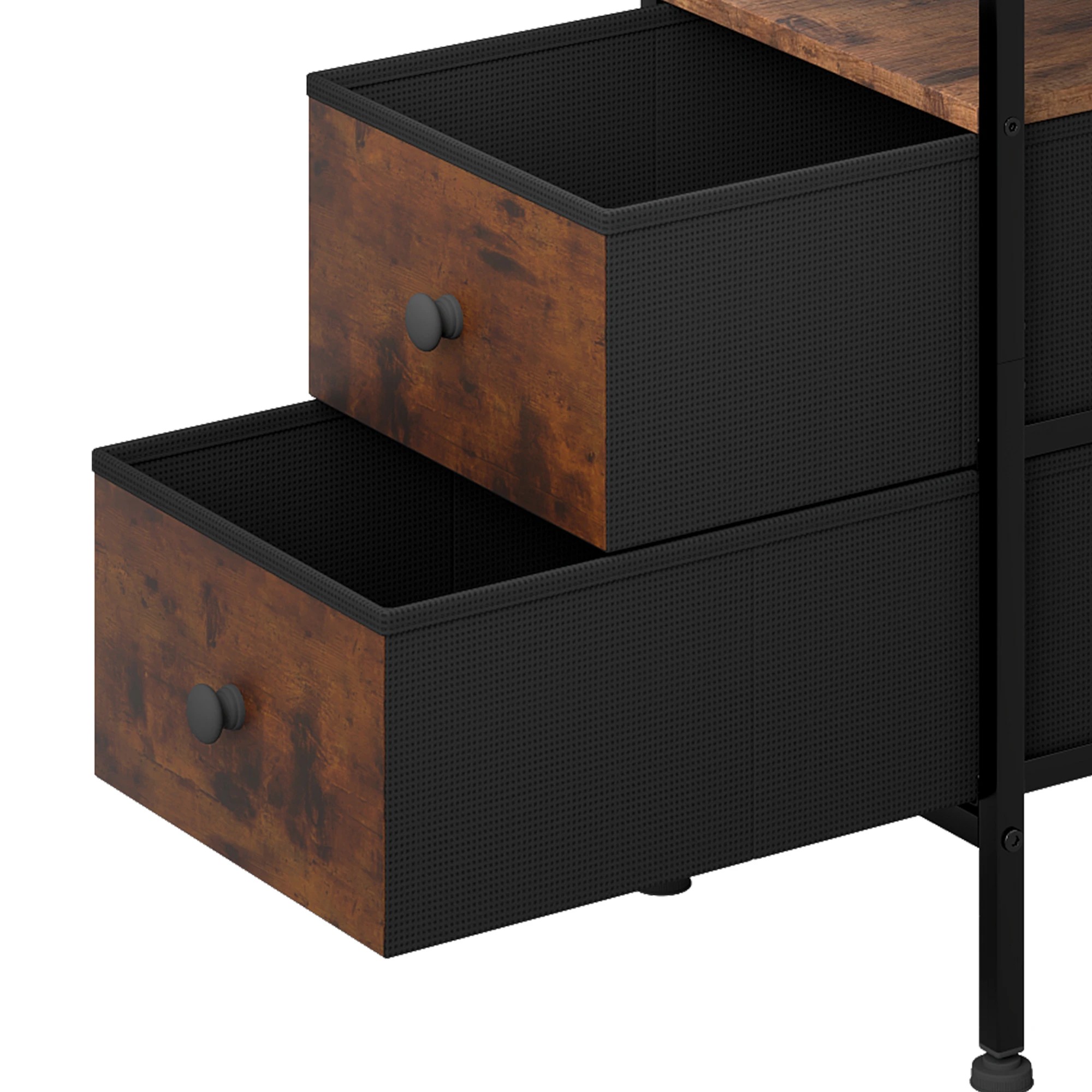 6 Levede Bedside Table USB Charge with 2 Drawers - Brown, 6 of 9