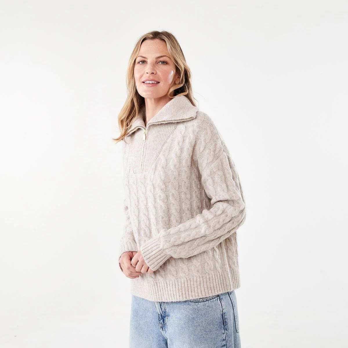 2 Zip Neck Jumper Bge Otml, 2 of 5