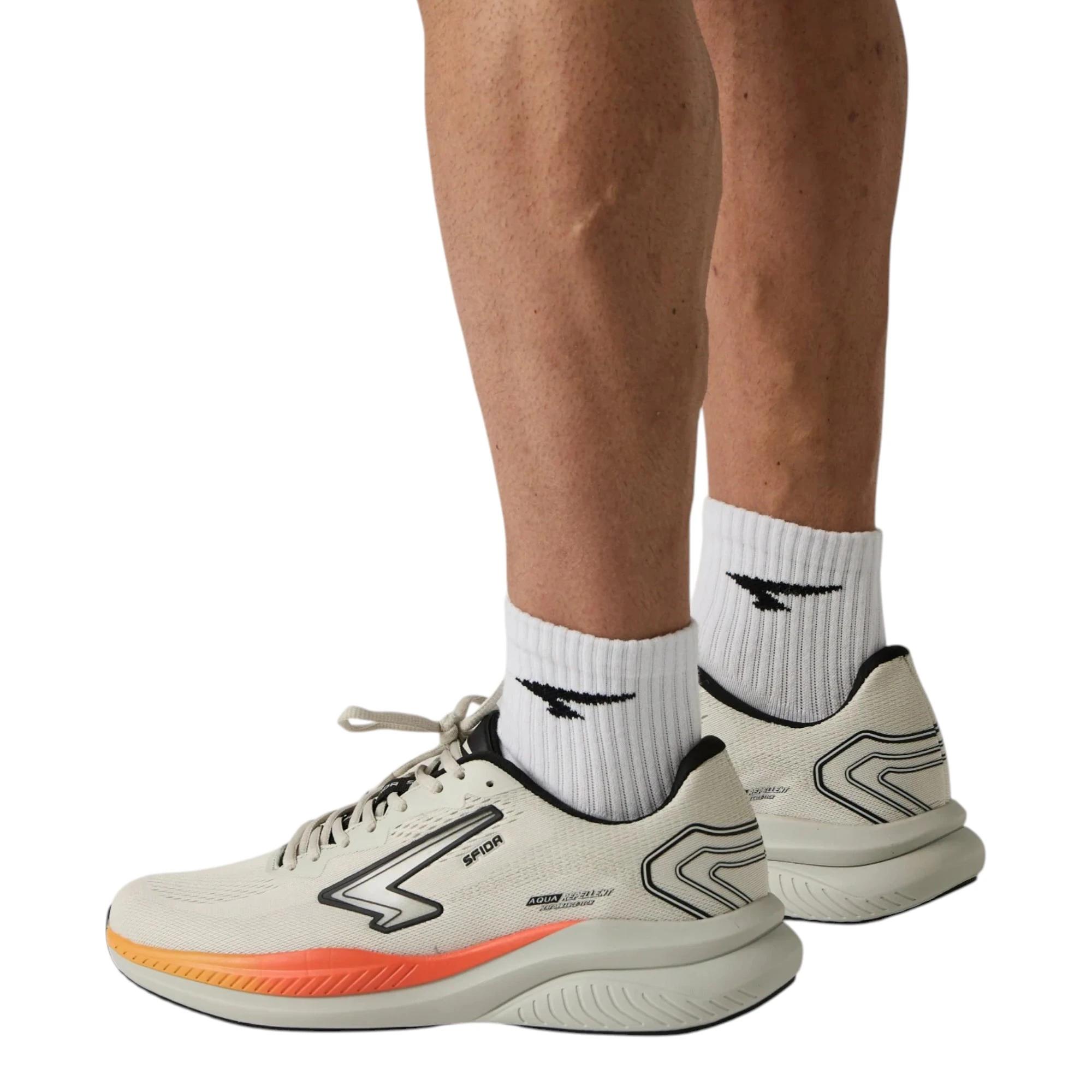 3 Sfida Mens Brazen Runner Athletic Shoes STONE/ORANGE, 3 of 8