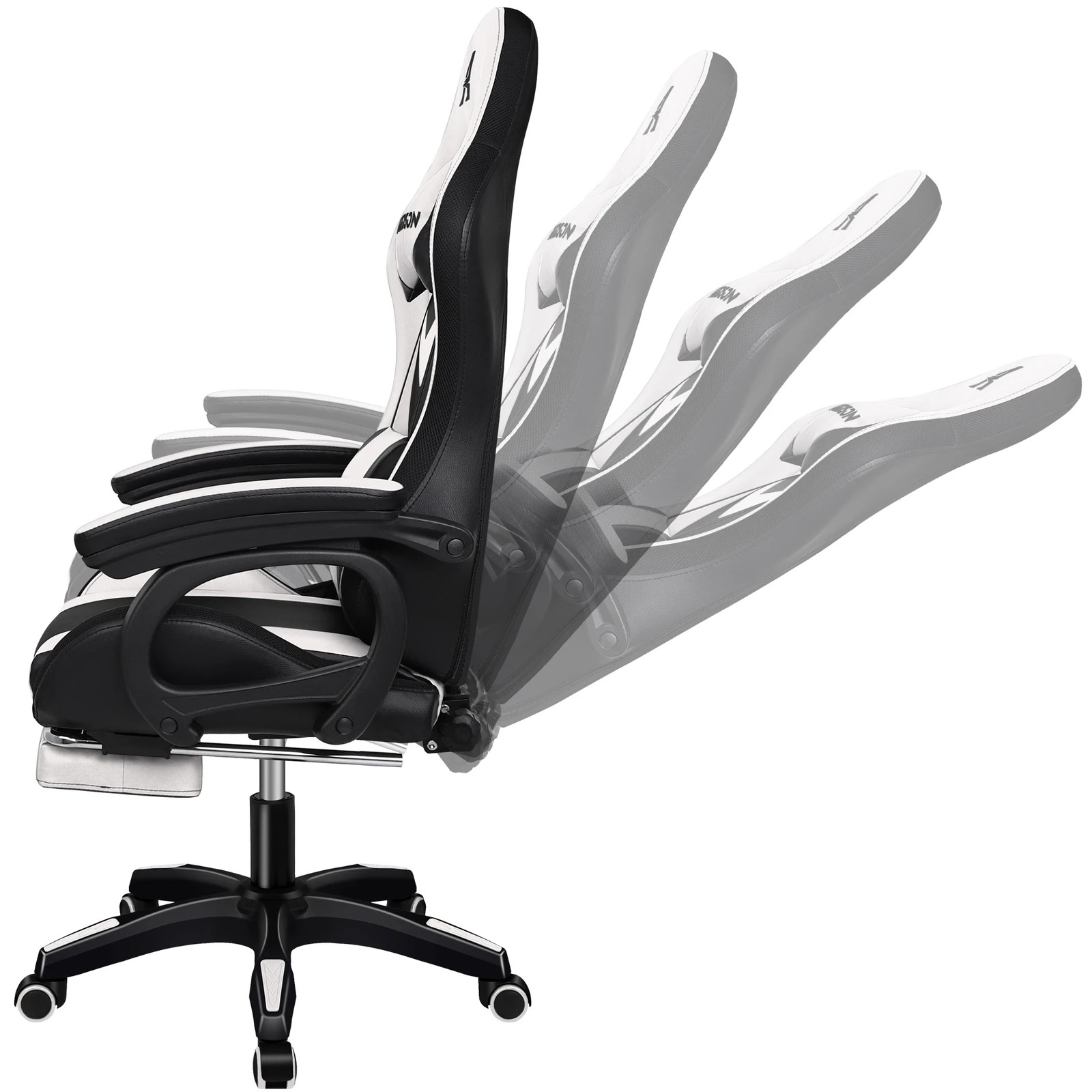 8 Alfordson Gaming Office Chair 12 RGB LED Massage Computer Seat Footrest - White, 8 of 10