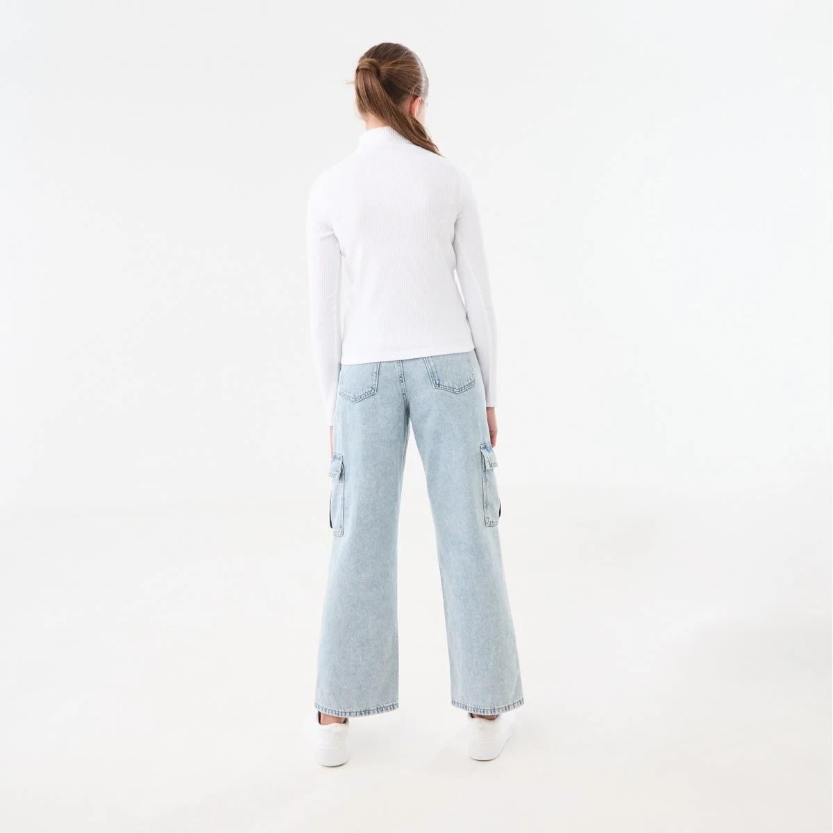 6 Long Sleeve Rib Skivvy Top White, 6 of 8